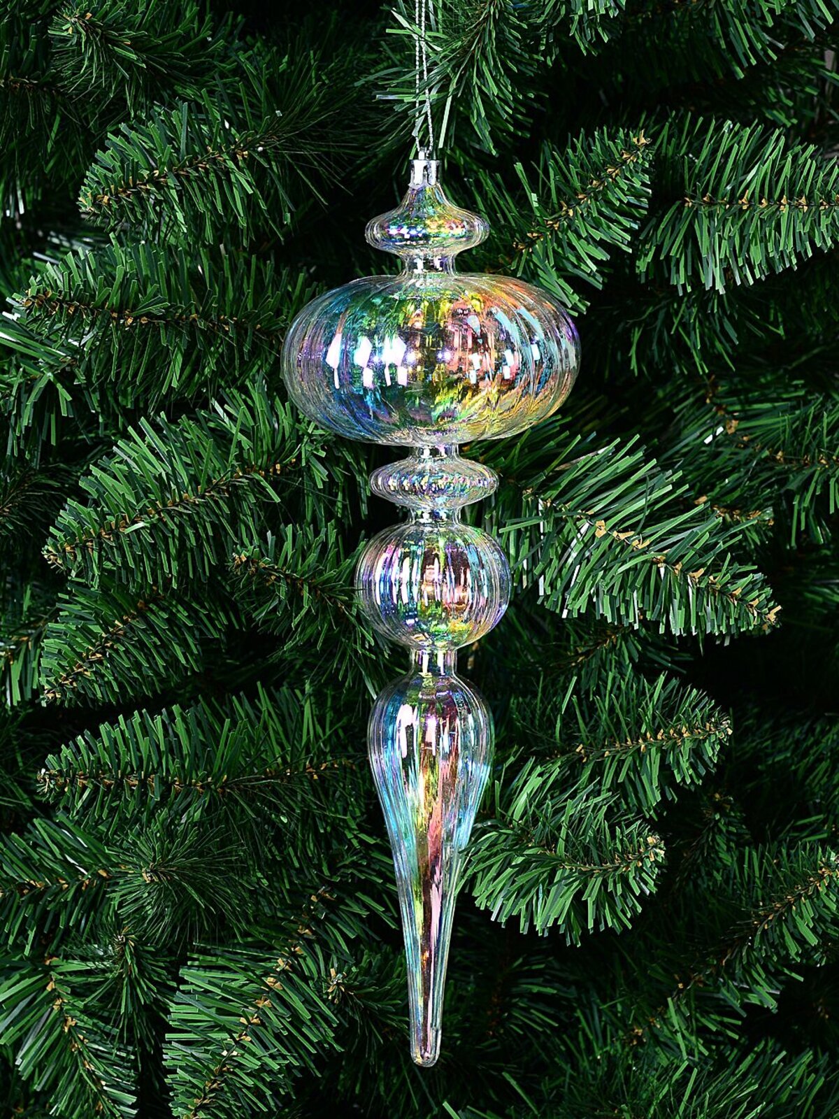 Clear Iridescent Lustrous Grand Icicle Finial Drop | 30cm — image 2