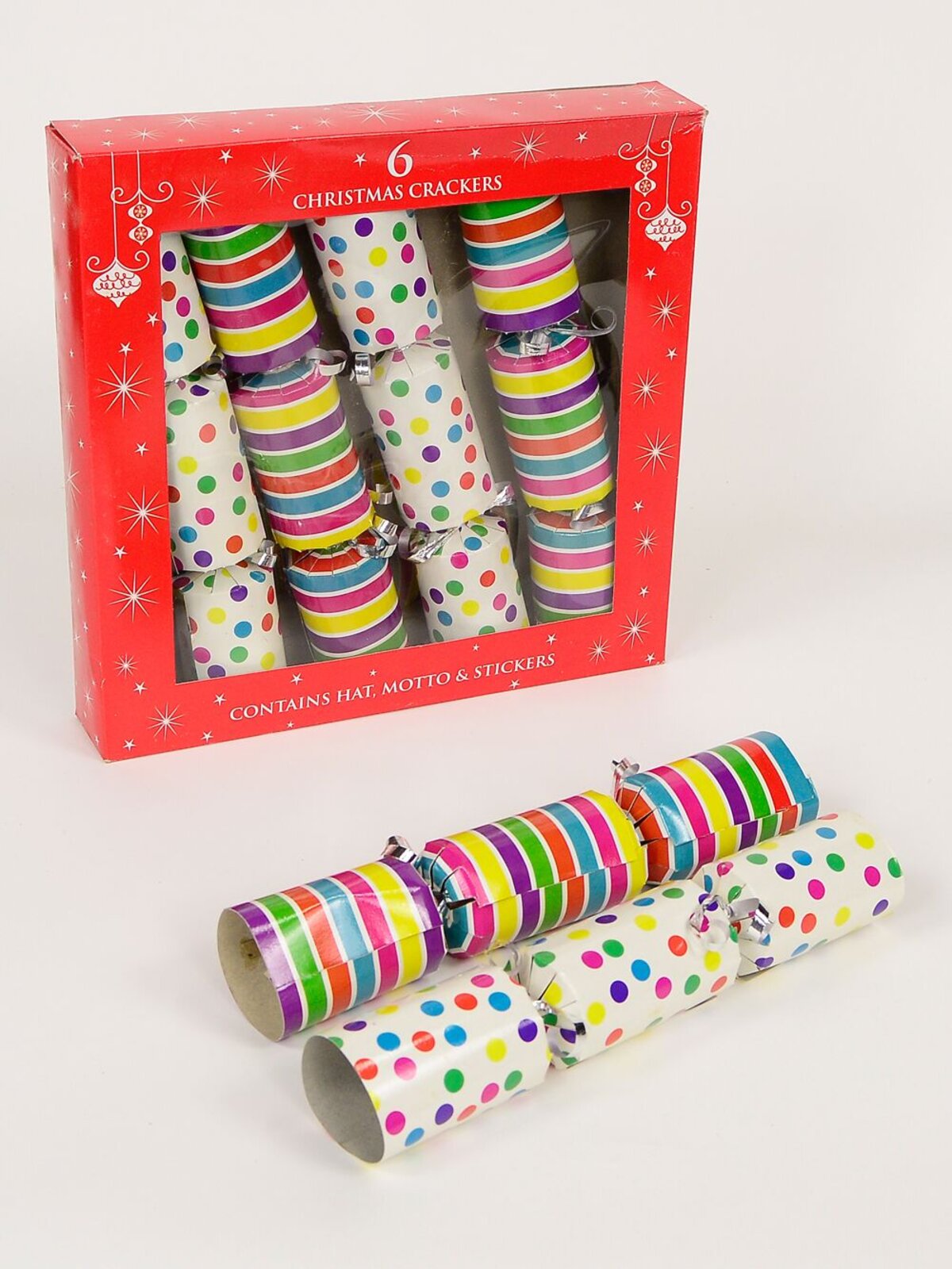 Colourful Festive Stripe & Dot Design Christmas Cracker Bon Bons - 6 x 30cm — image 4