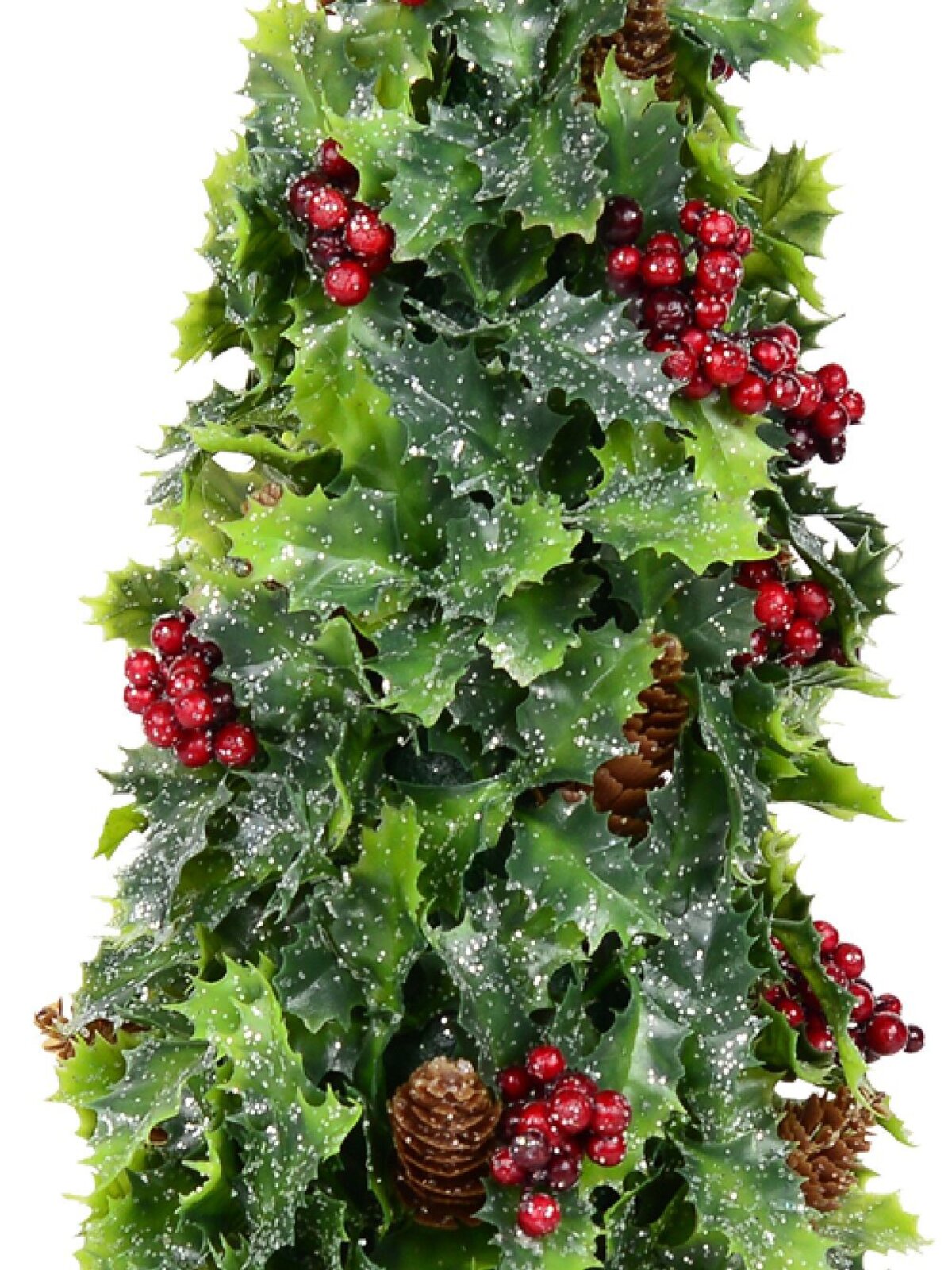 Conical Holly Leaf, Berry & Pine Cone Christmas Tree Table Top Ornament - 40cm — image 3