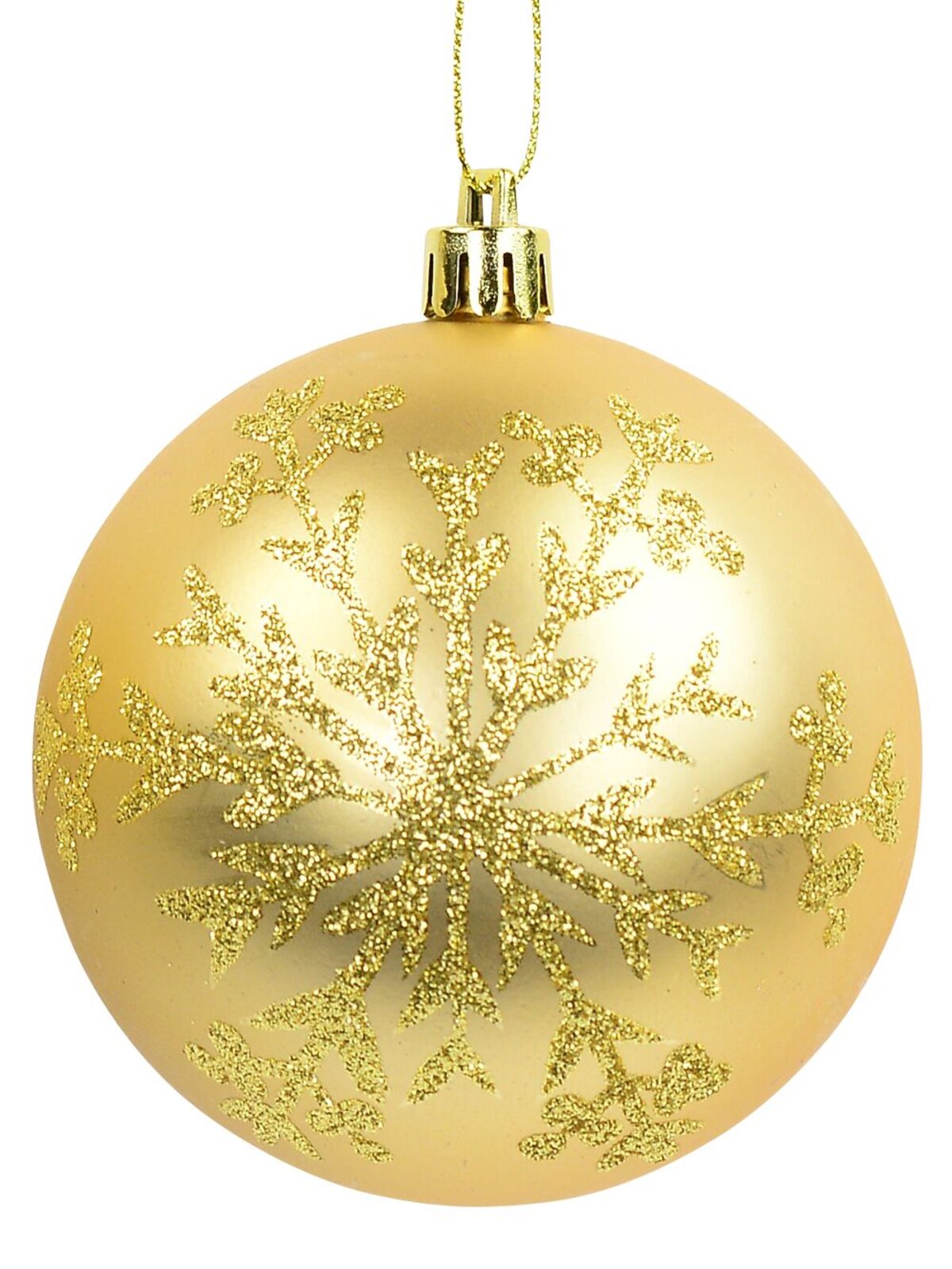 Encrusted & Snowflake Design Soft Gold Baubles - 4 x 80mm