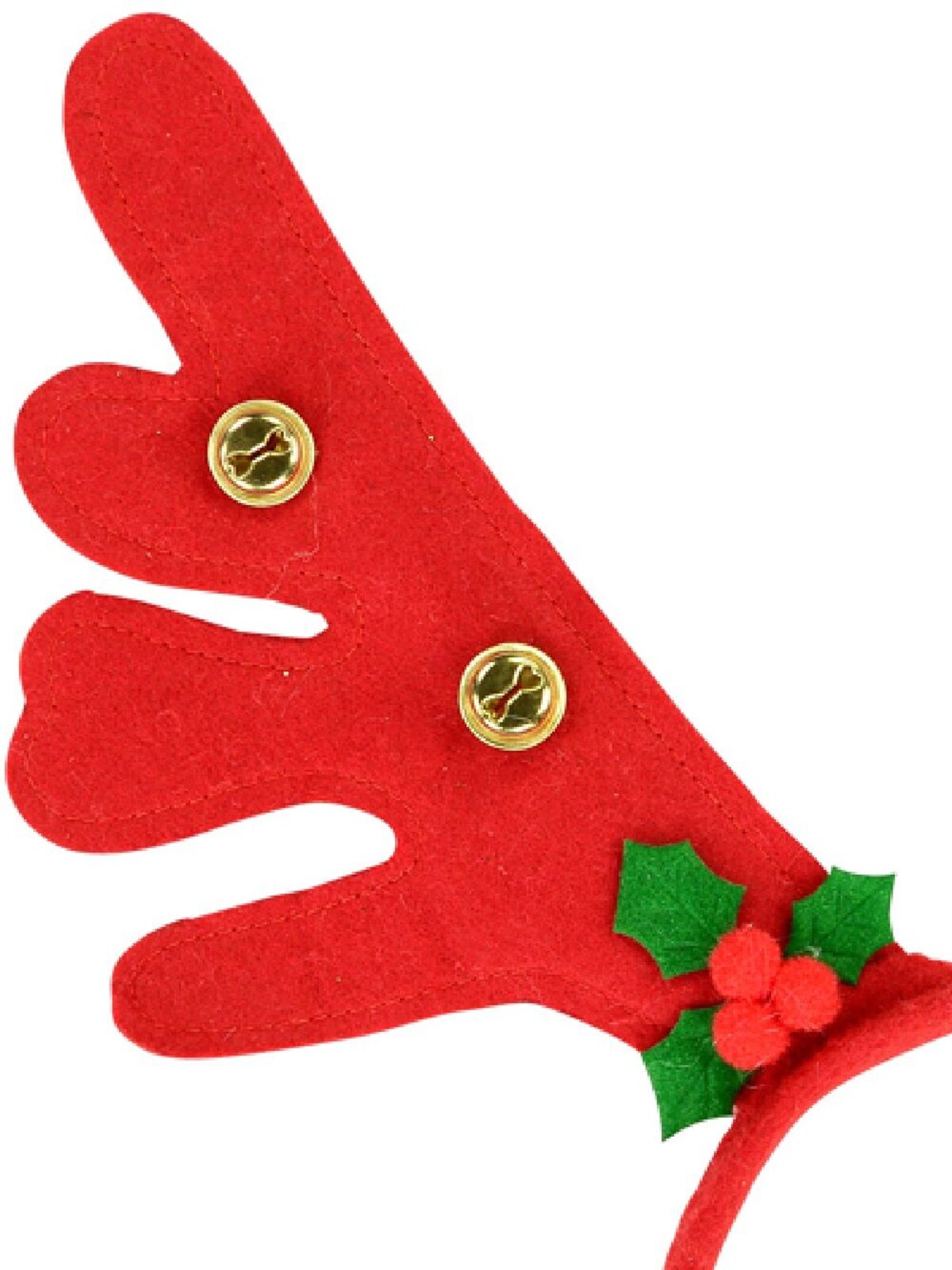 Felt Reindeer Antlers Headband With Mistletoe & Bells - One Size Fits Most
