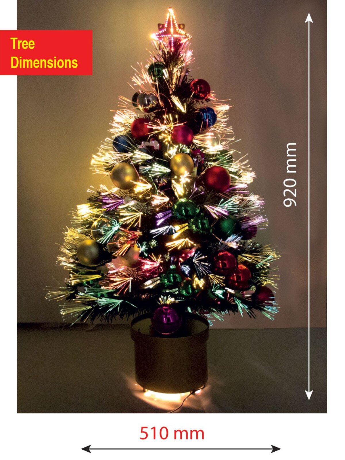 Fibre Optic Tree With Bauble Decorations - 92cm — image 2