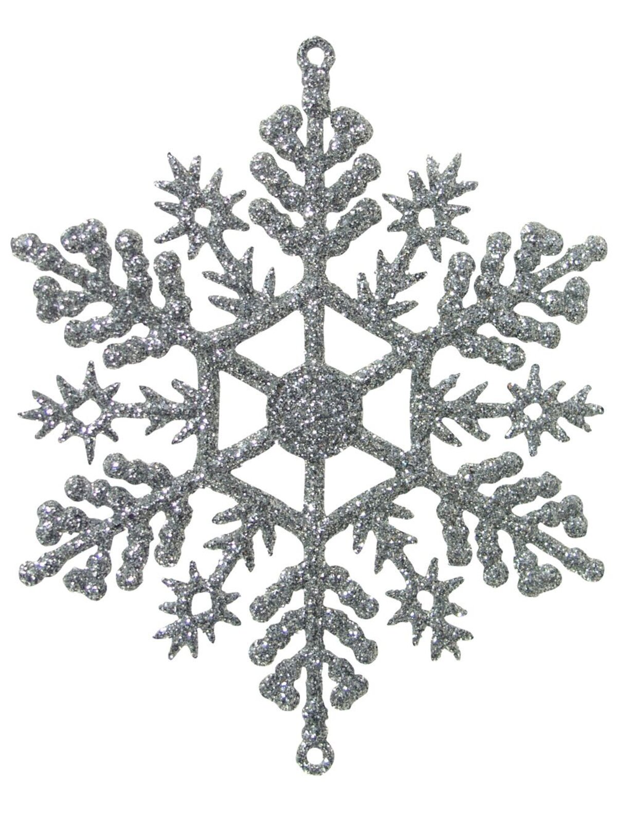 Glittered Turquoise & Silver Snowflake Hanging Decorations - 12 x 10cm