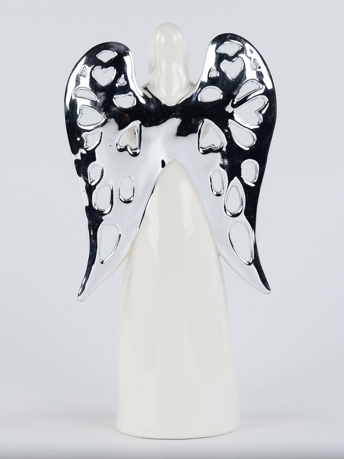 Glorious White Angel With Silver Wings Ceramic Christmas Ornament - 25cm — image 4