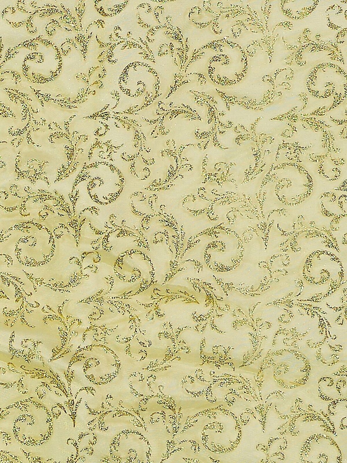 Gold Glitter Tree Skirt With Traditional Print & Gold Cord Trim - 1.2m