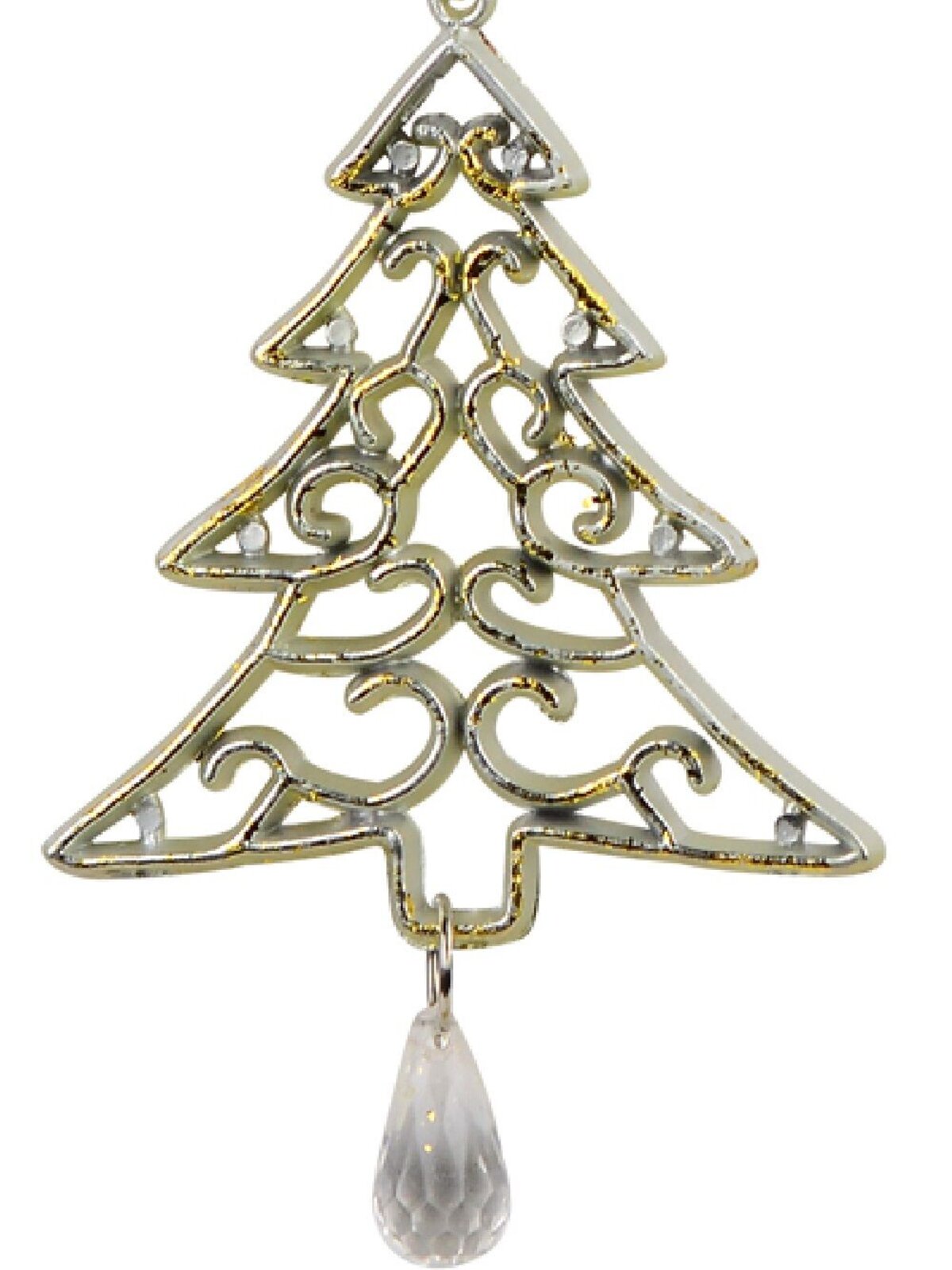 Gold Tree Shape Swirl Design Christmas Tree Hanging Decorations - 2 x 12cm — image 3