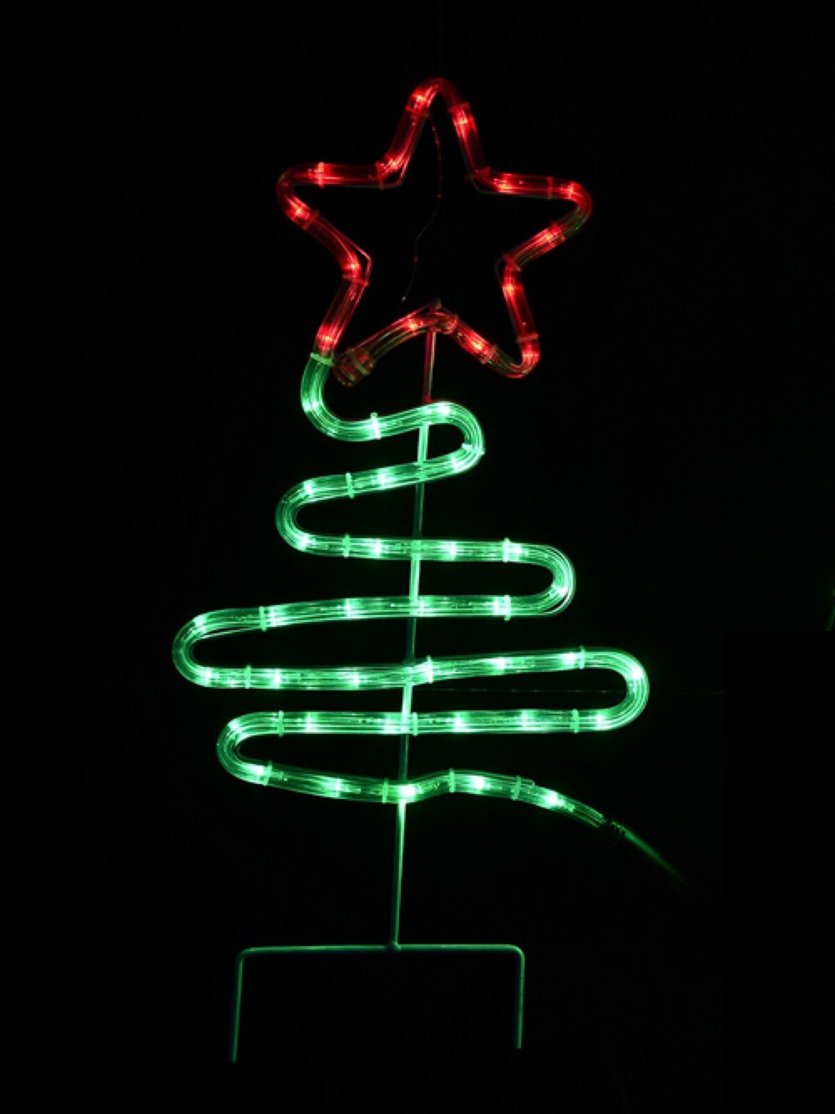 Green LED Christmas Trees With Red Stars Path Rope Light Silhouettes - 72cm — image 2