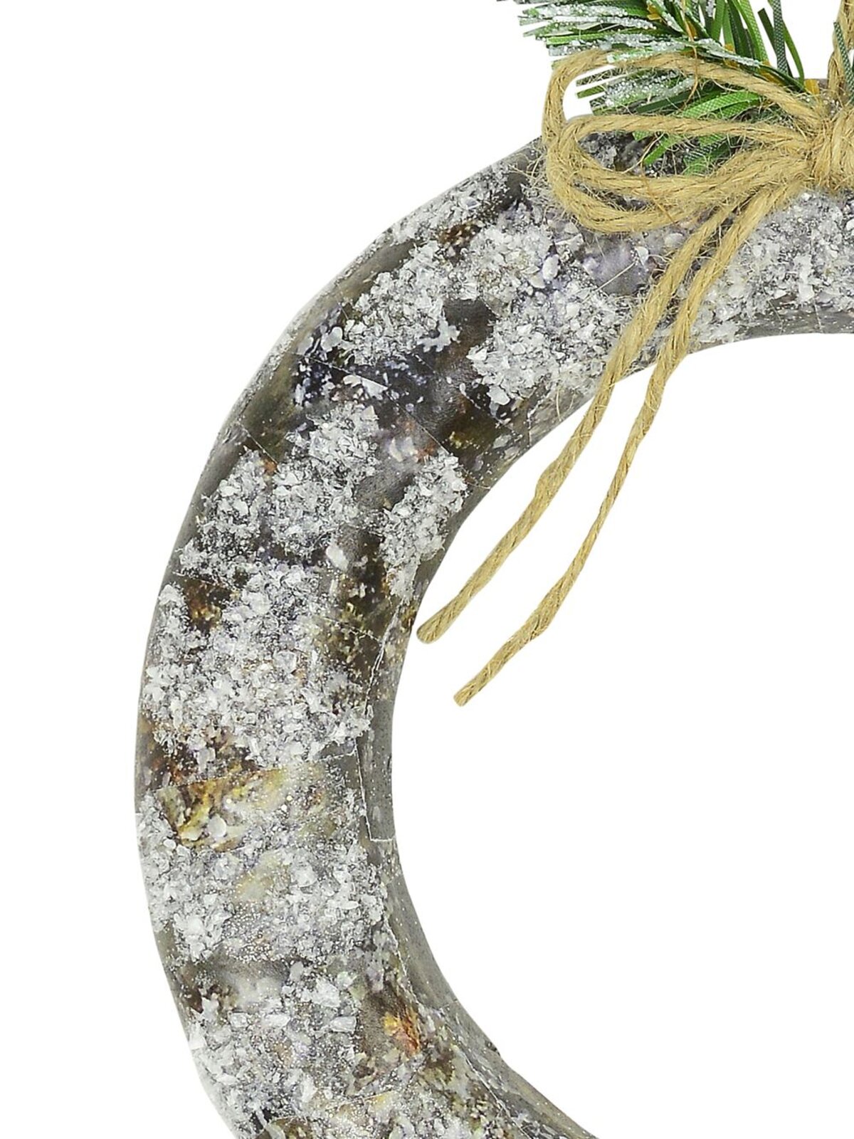 Hanging Decorative Styrofoam Decorated & Frosted Wreath Ornament - 21cm
