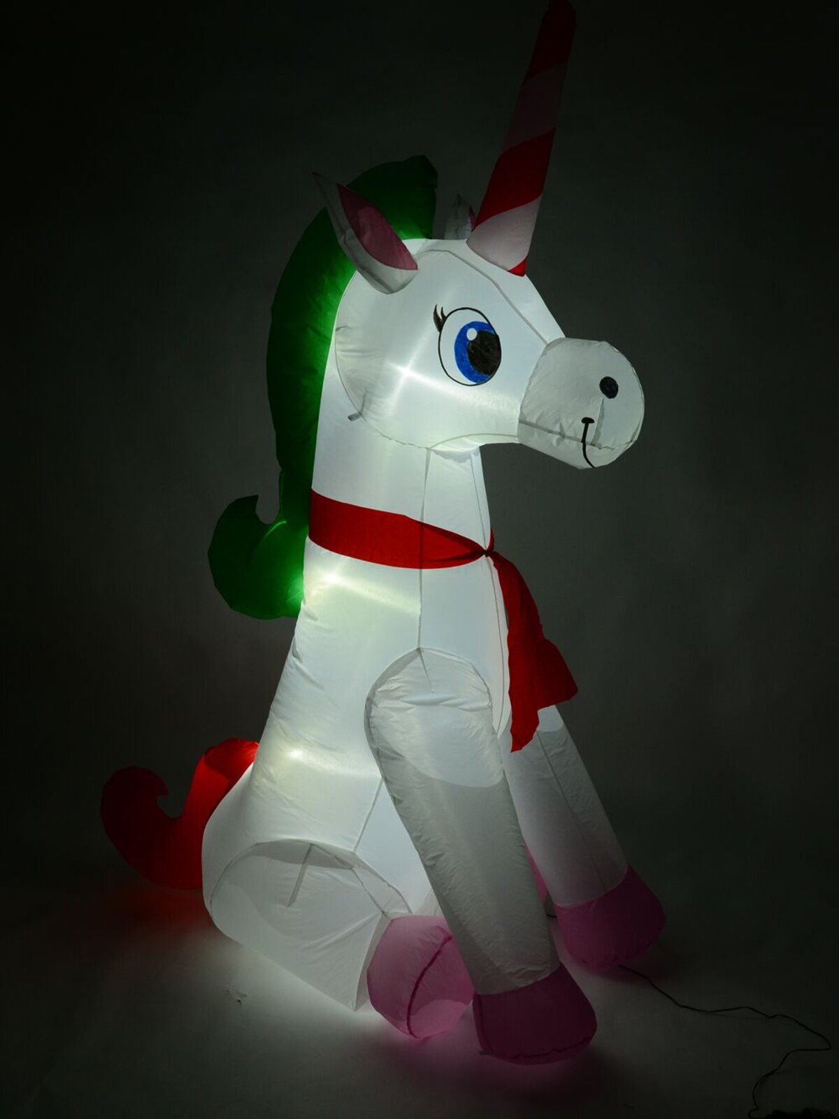 Happy Christmas Sitting Unicorn Illuminated Inflatable - 1.9m