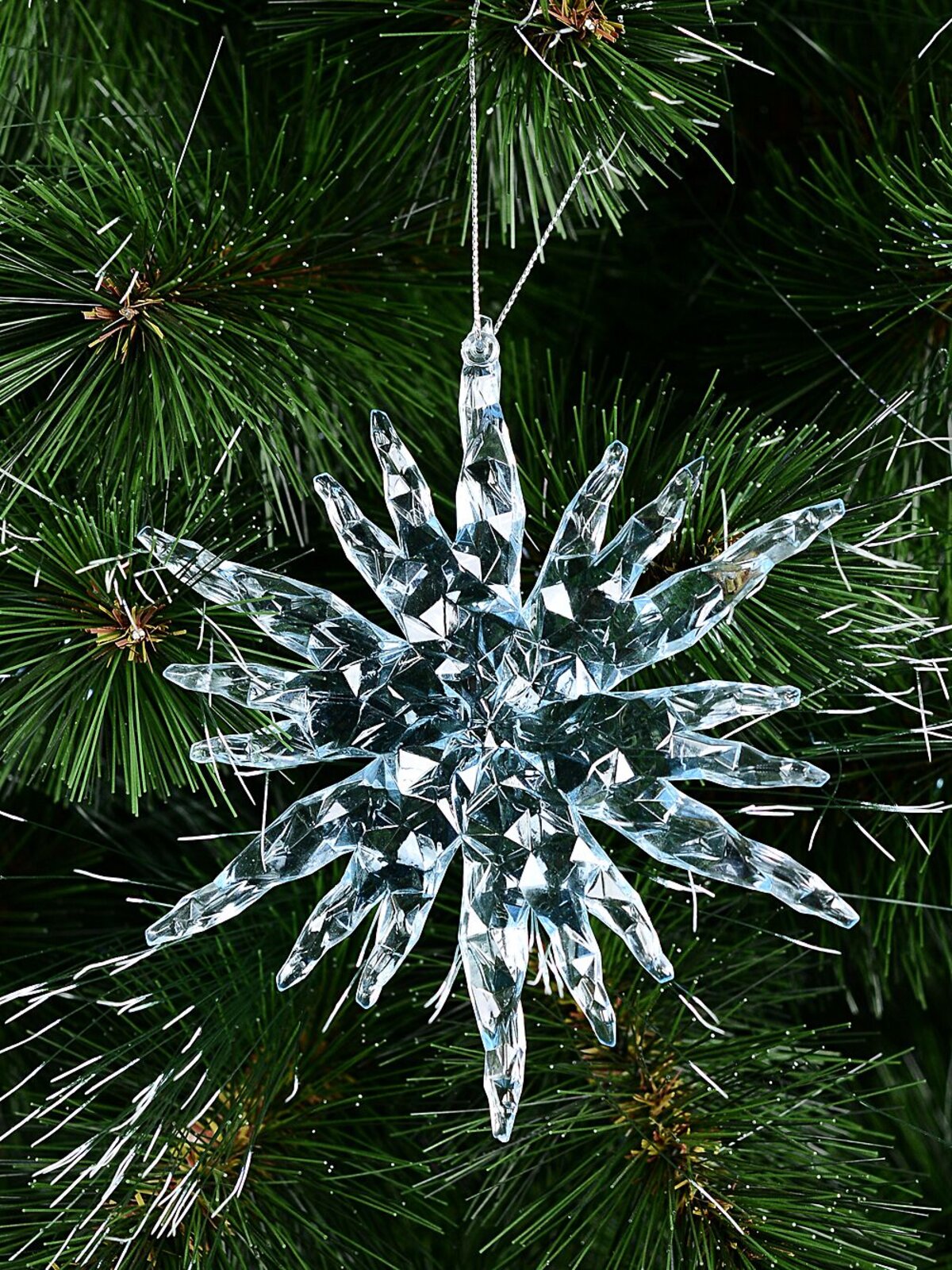 Ice Blue Textured Crystal Snowflake Whimsical Essential Ornament | 14cm — image 2