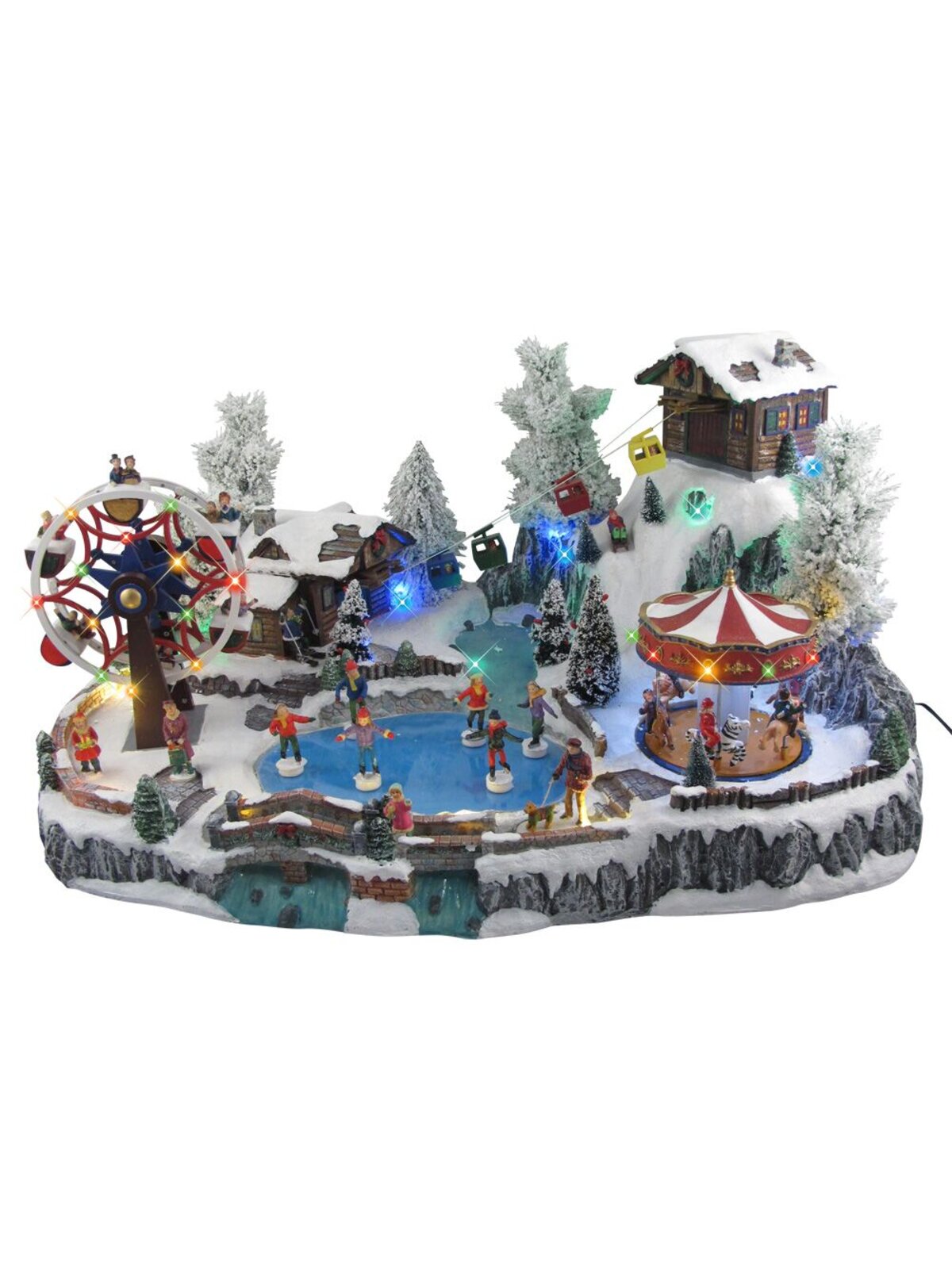 Illuminated, Animated & Musical Winter Resort Village Scene Ornament - 66cm — image 2
