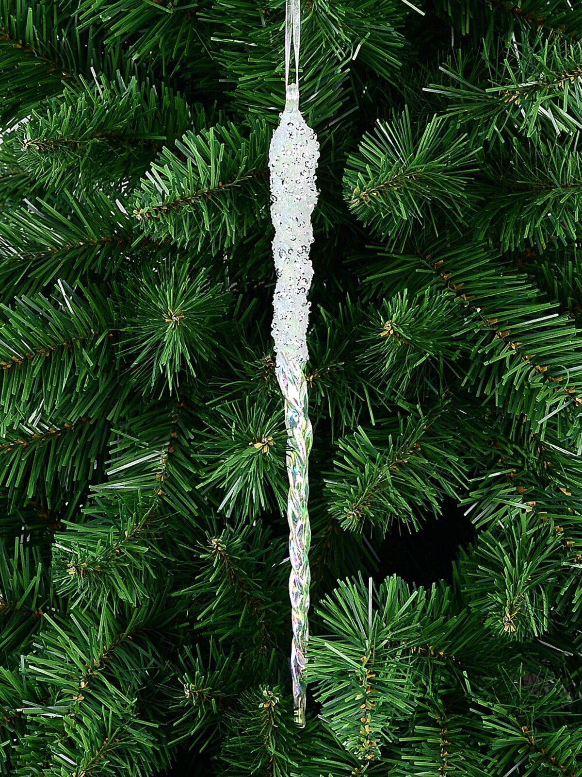 Iridescent Frost & Silver Sequin Twist Icicle Whimsical Essential Ornament | 27cm — image 2