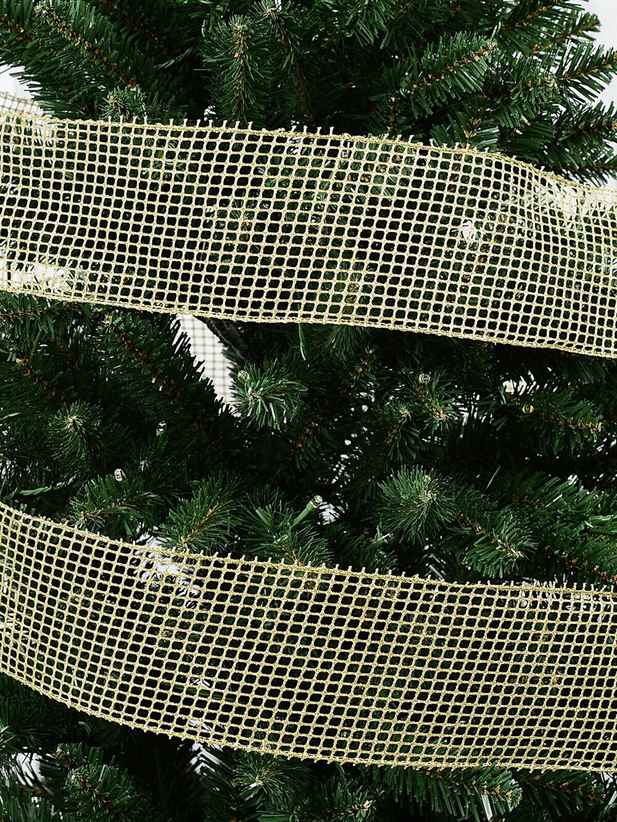 Large Gold Glitter Netted Mesh Wide Cut Ribbon | 10m x 10cm — image 2