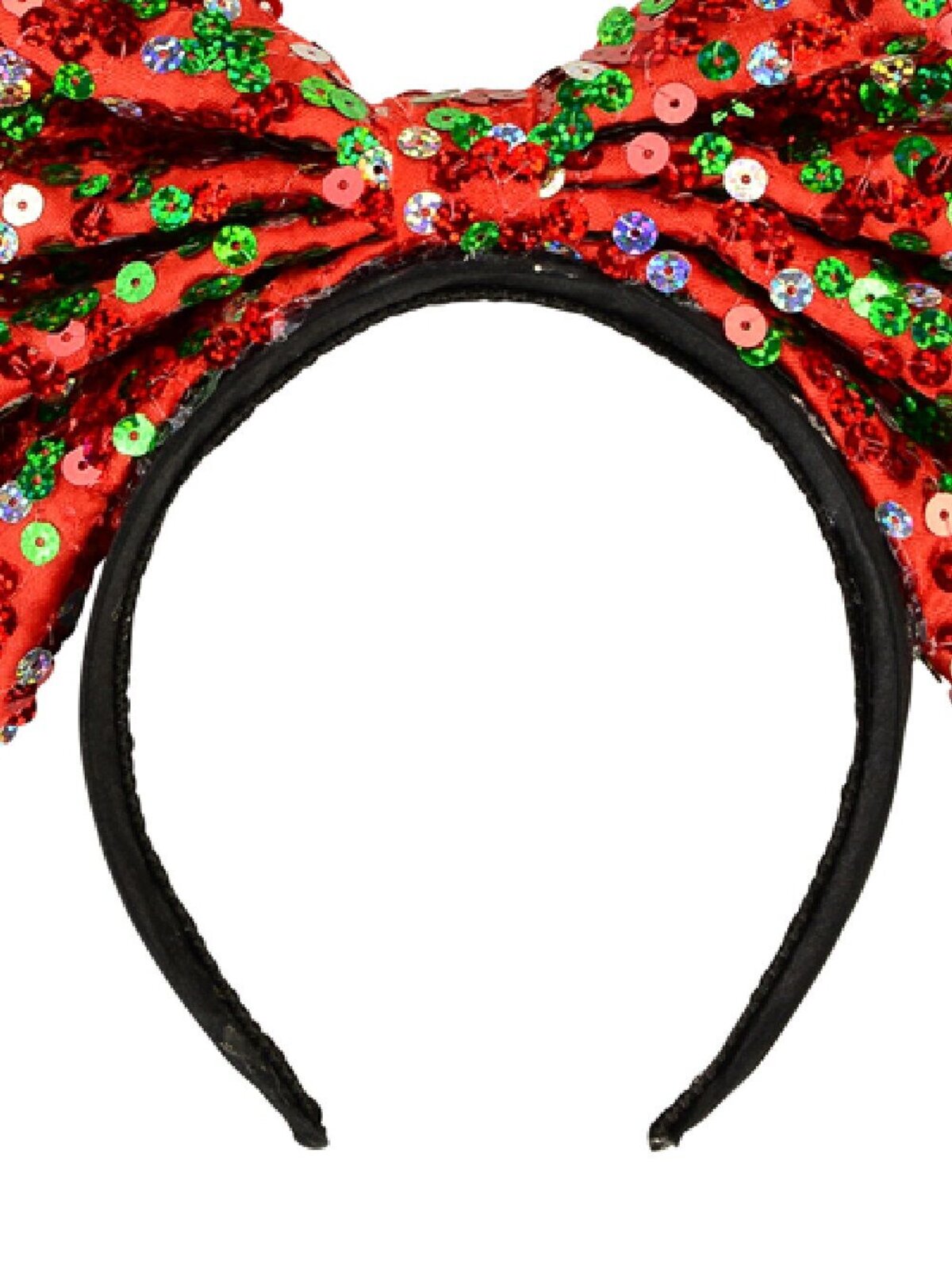 Large Red Christmas Bow Headband Holographic Sequins | One Size Fits Most