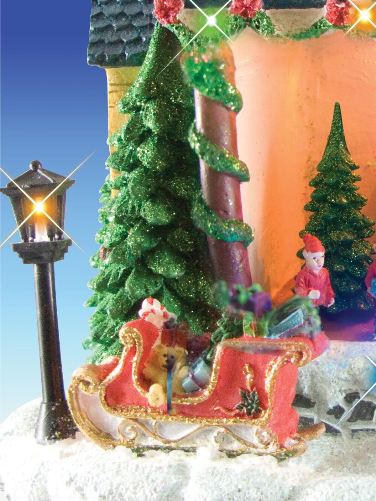 LED Resin Christmas Village House Scene With Animation - 23cm