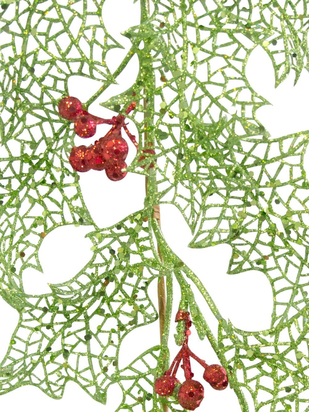 Lime Filigree Holly Leaf Wired Garland - 1.9m — image 4