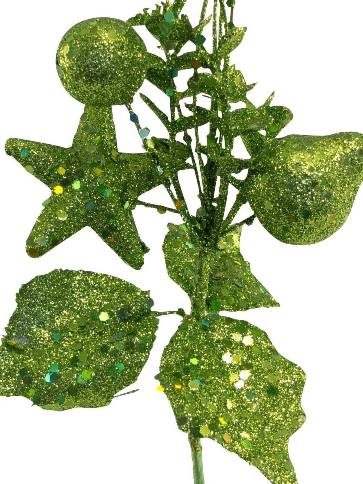 Lime Green Pick With Assorted Decorations - 14cm