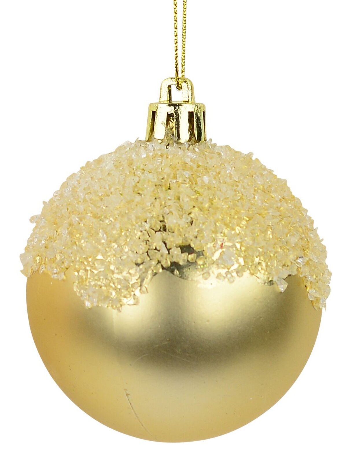 Matte Pink & Matte Gold Baubles With Textured Frost Topping - 2 x 60mm
