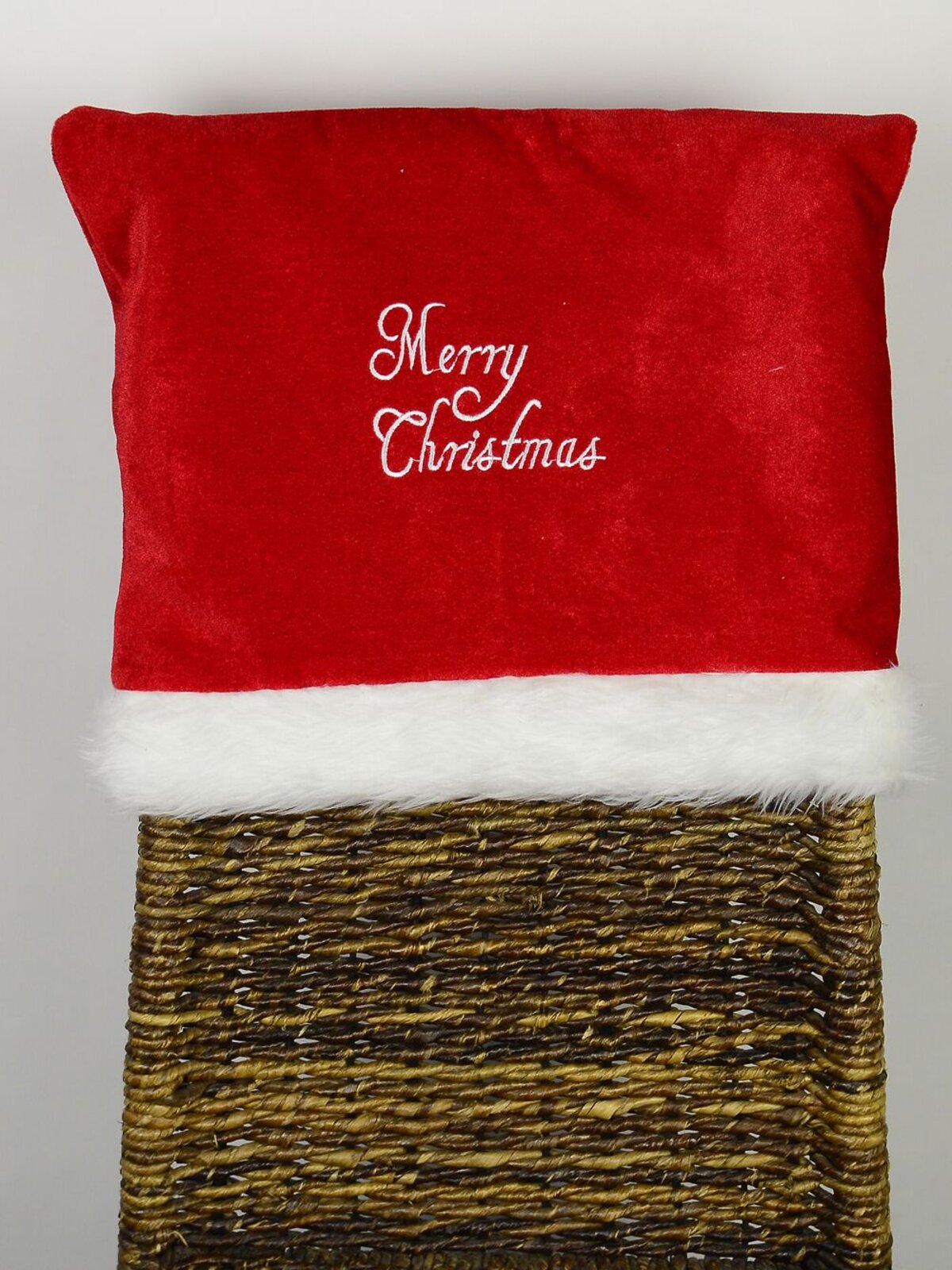 Merry Christmas Red Velvet Santa Hat Chair Cover