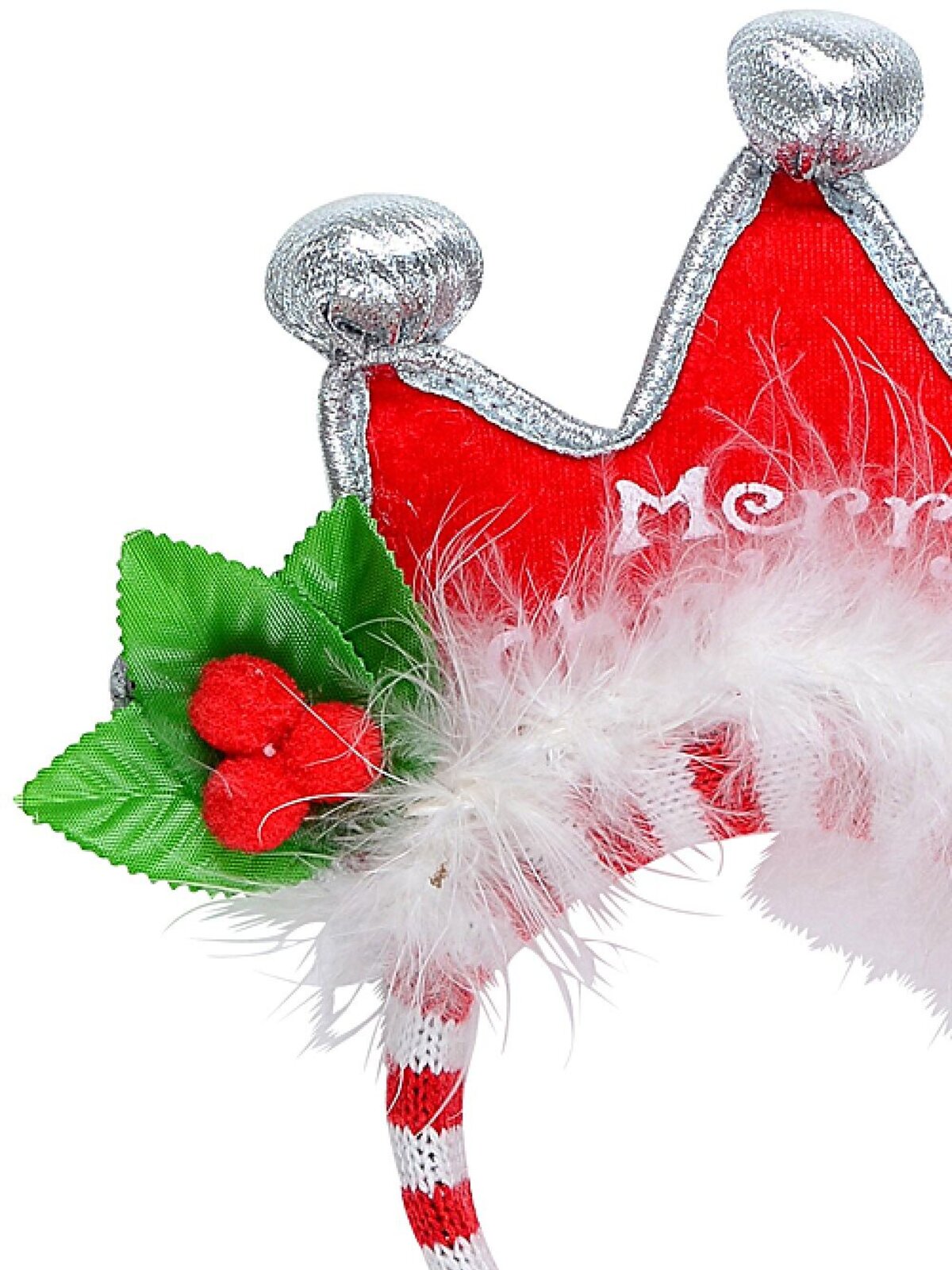Merry Christmas With Holly Leaf & Berry Tiara Headband - One Size Fits Most — image 2
