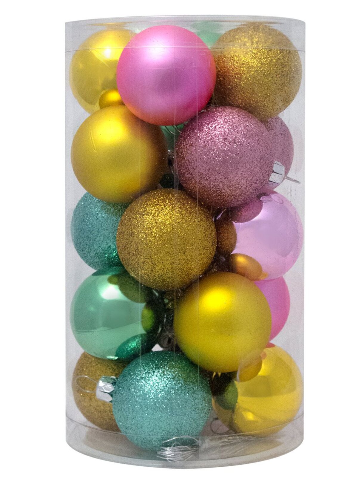 Metallic, Matte, & Glittered Pink, Peppermint & Gold Baubles - 20 x 40mm — image 2