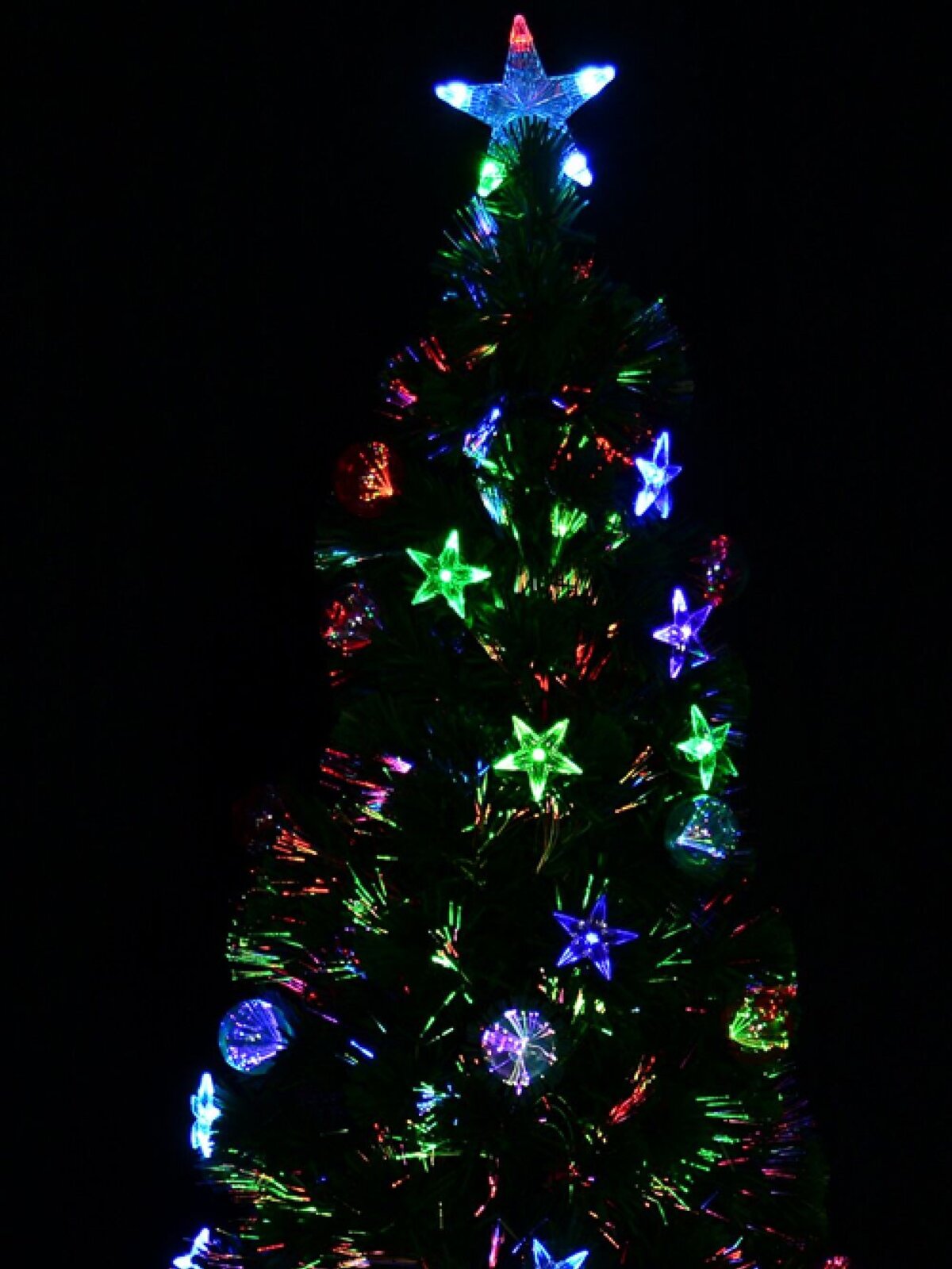 Multi Colour LED Star Decorations, Baubles & Fibre Optic Christmas Tree - 1.8m — image 3