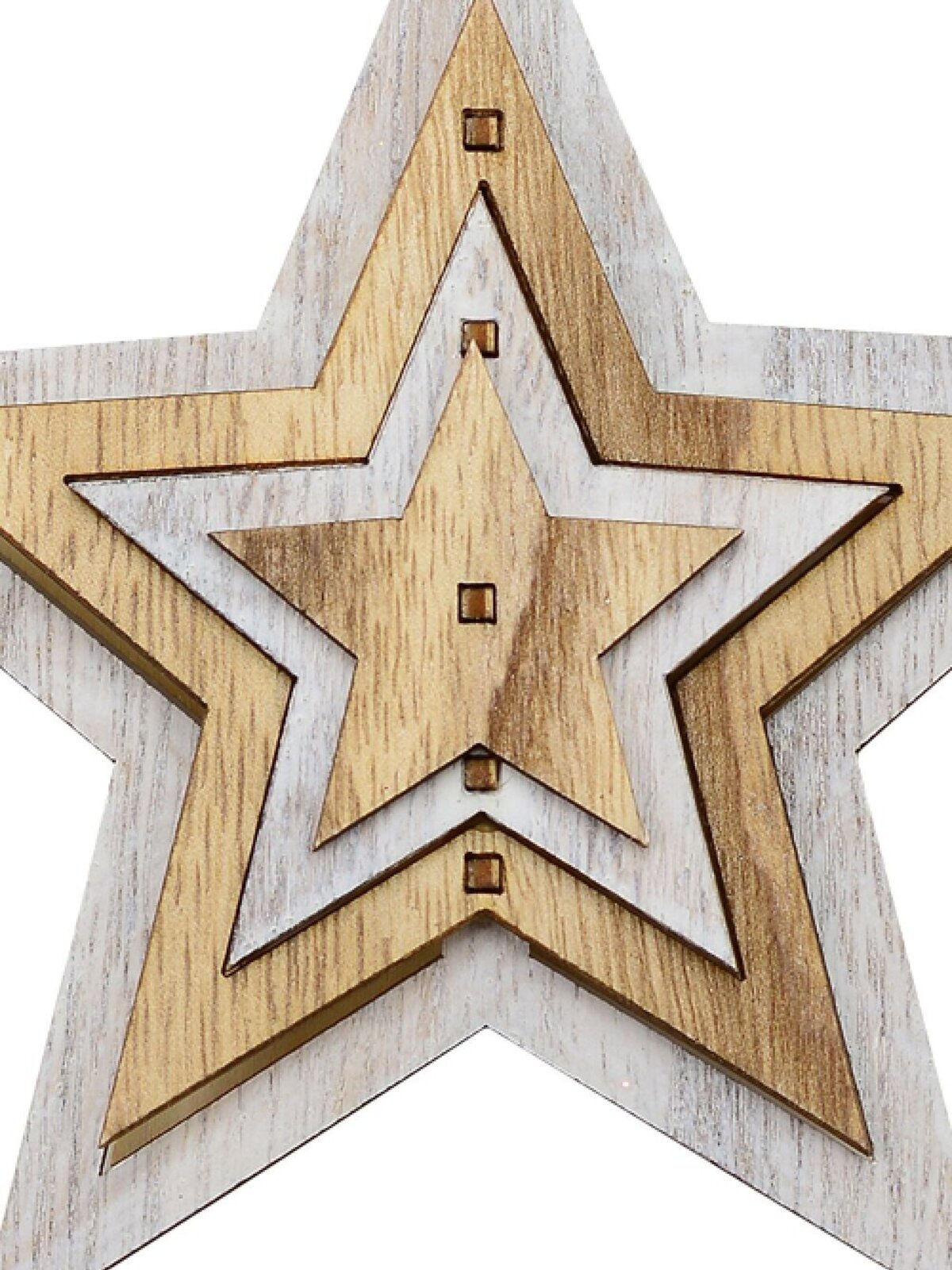 Natural & White Layered Wood Star Christmas Tree Hanging Decoration - 15cm — image 2