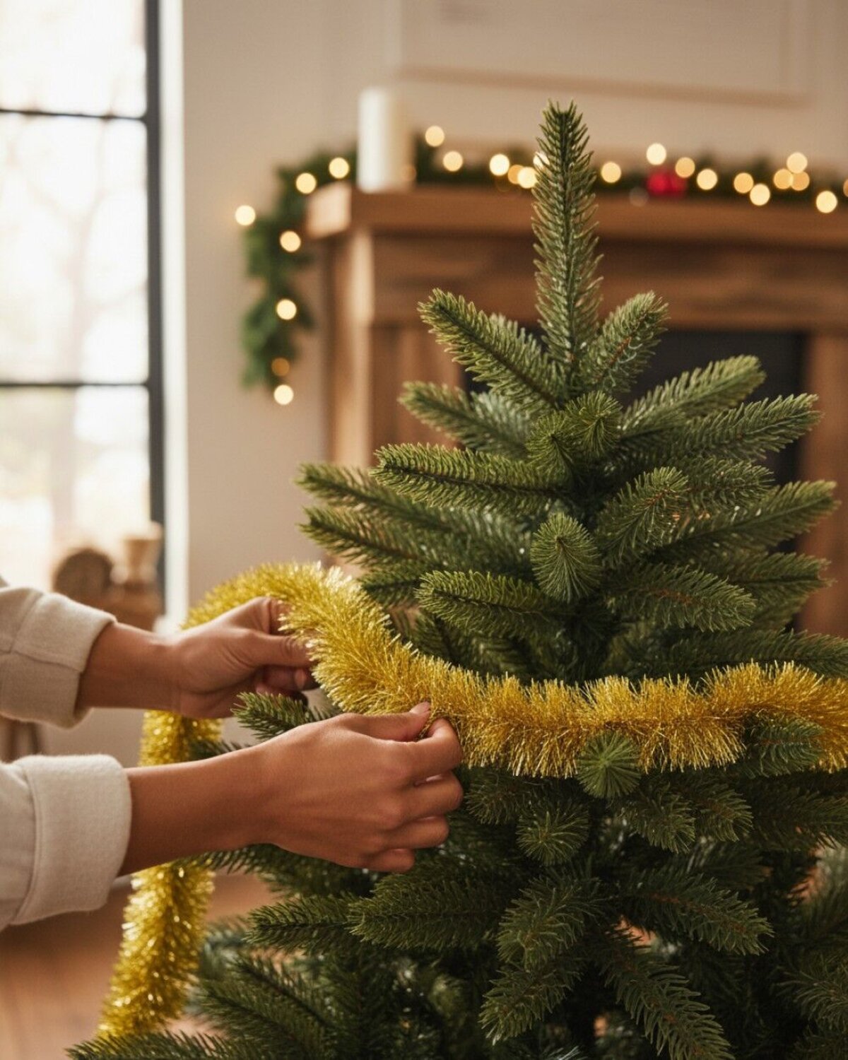 Premium 8ply Gold Metallic Fir Christmas Tinsel Garland | 5m x 10cm — image 3