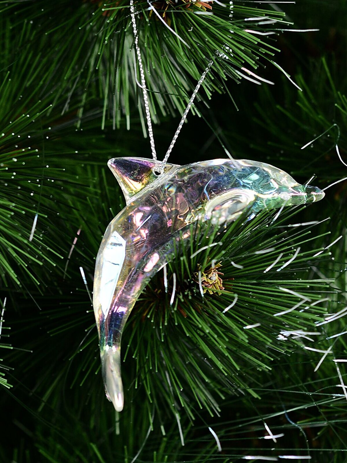 Radiant Iridescent 3D Leaping Dolphin Whimsical Essential Ornament | 80mm — image 2