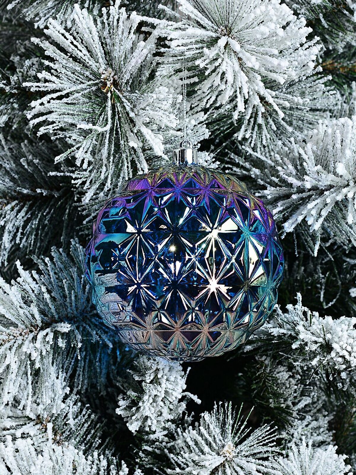 Rainbow Dynamic Signature Iridescent Geometric Textured Bauble | 12cm — image 2