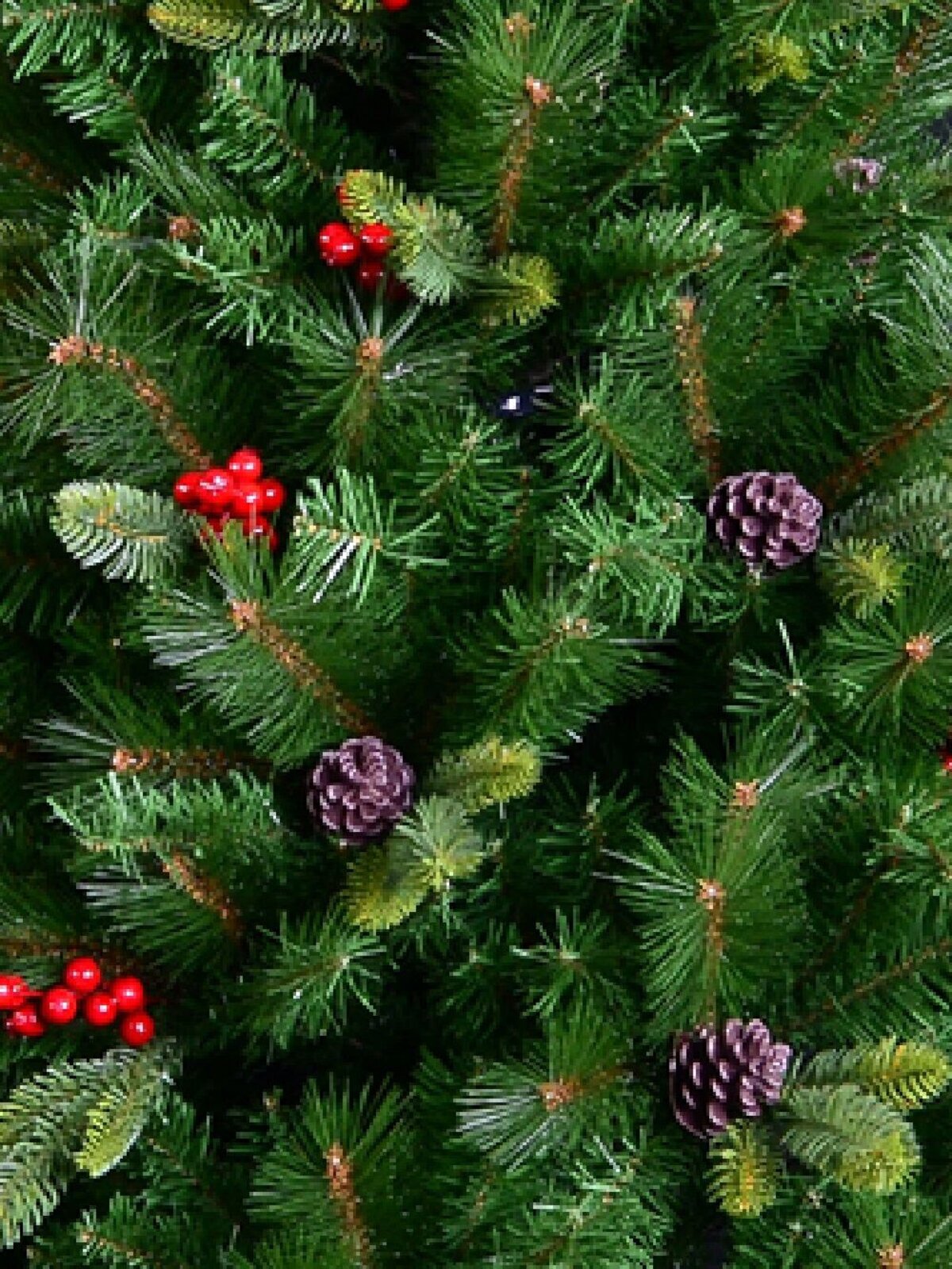 Red Berry Pine Traditional Christmas Tree with Pine Cones & 1613 Tips - 2.3m — image 5