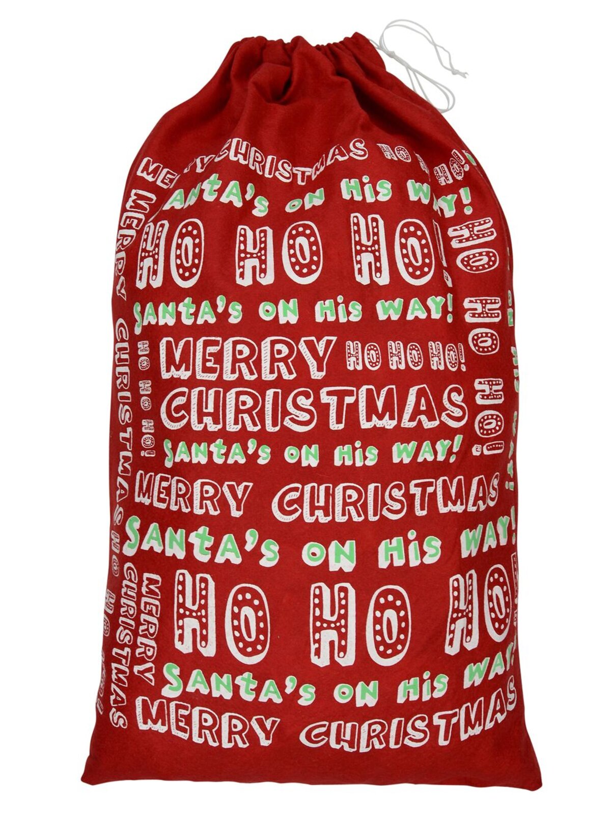 Red Felt Christmas Text Santa Sack - 80cm