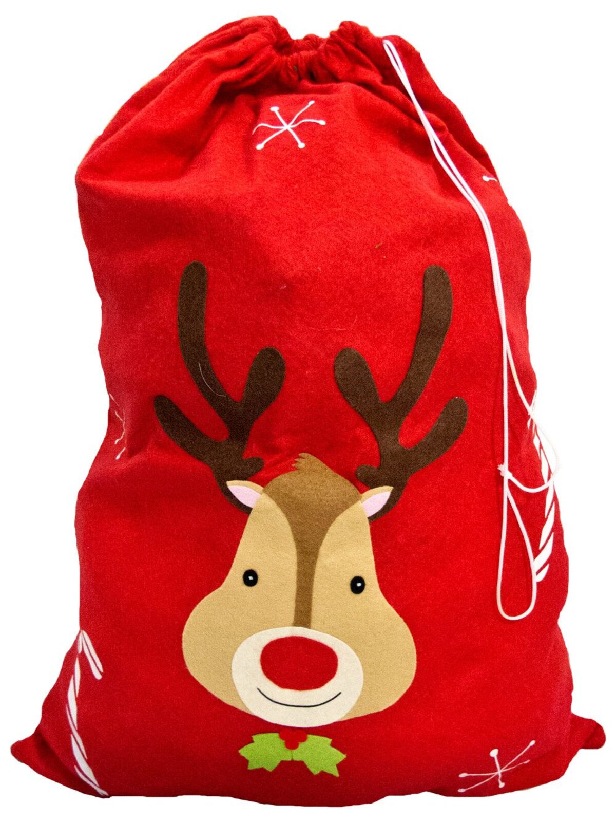 Red Felt Santa Sack With Reindeer & Candy Canes - 75cm — image 2