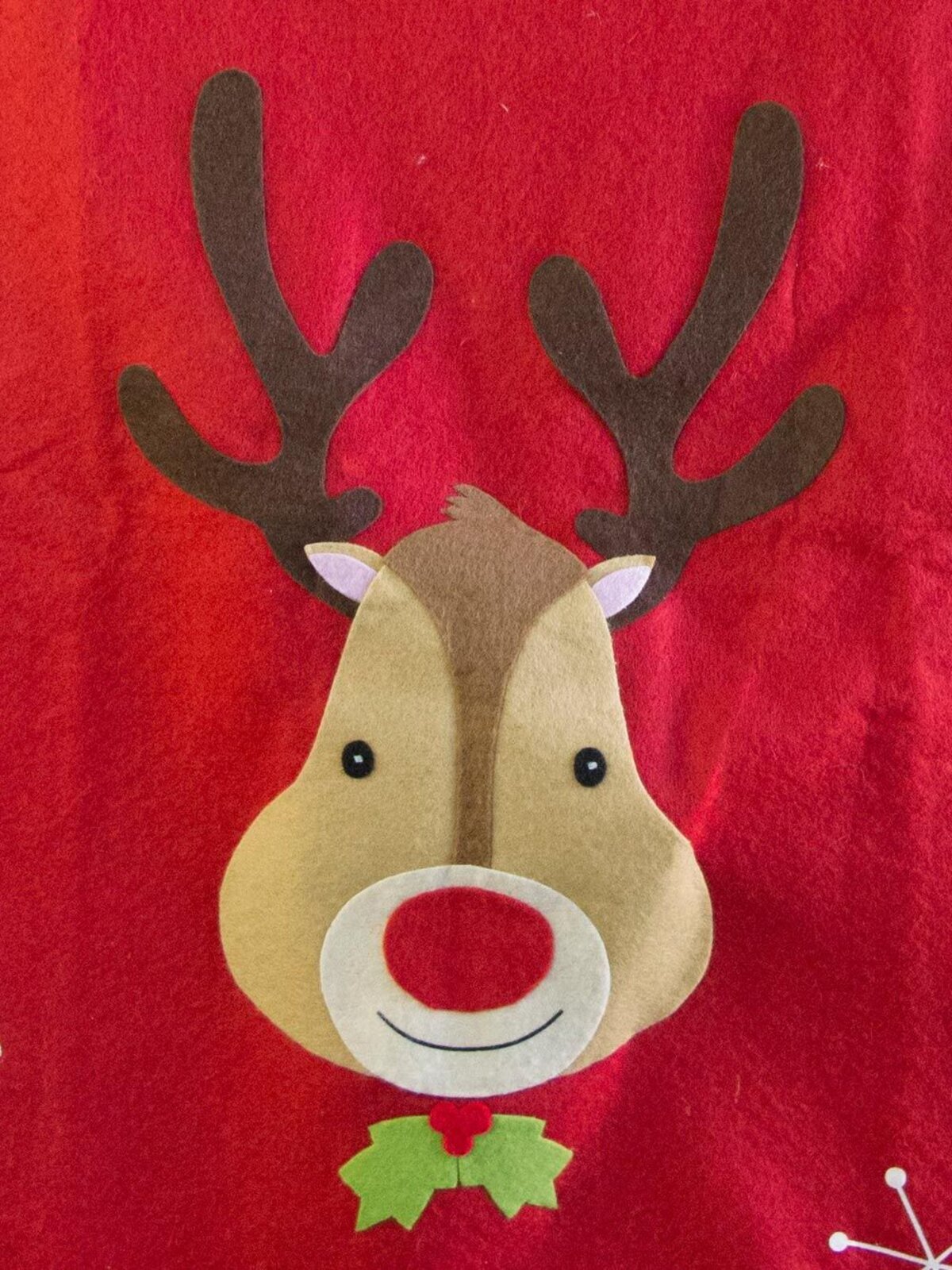 Red Felt Santa Sack With Reindeer & Candy Canes - 75cm — image 3