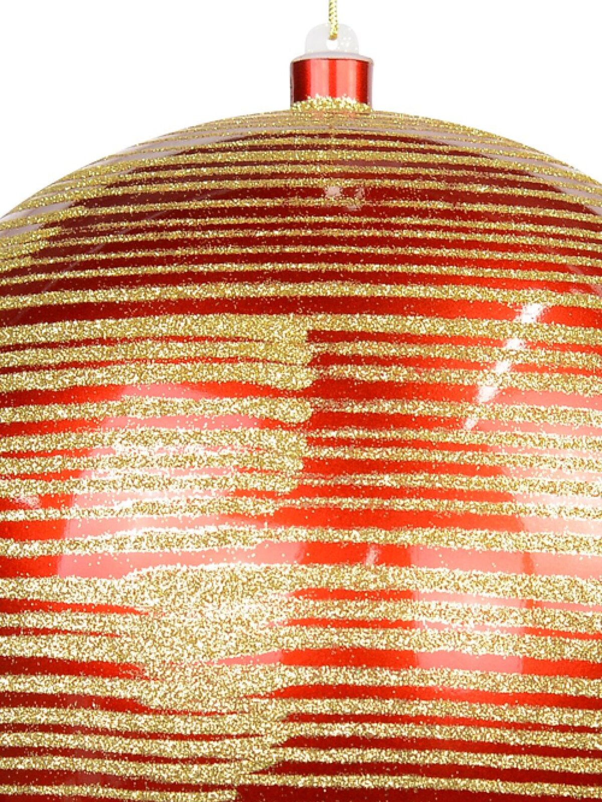 Red Gloss With Thin Gold Glitter Stripe Large Bauble Display Decoration - 25cm — image 3
