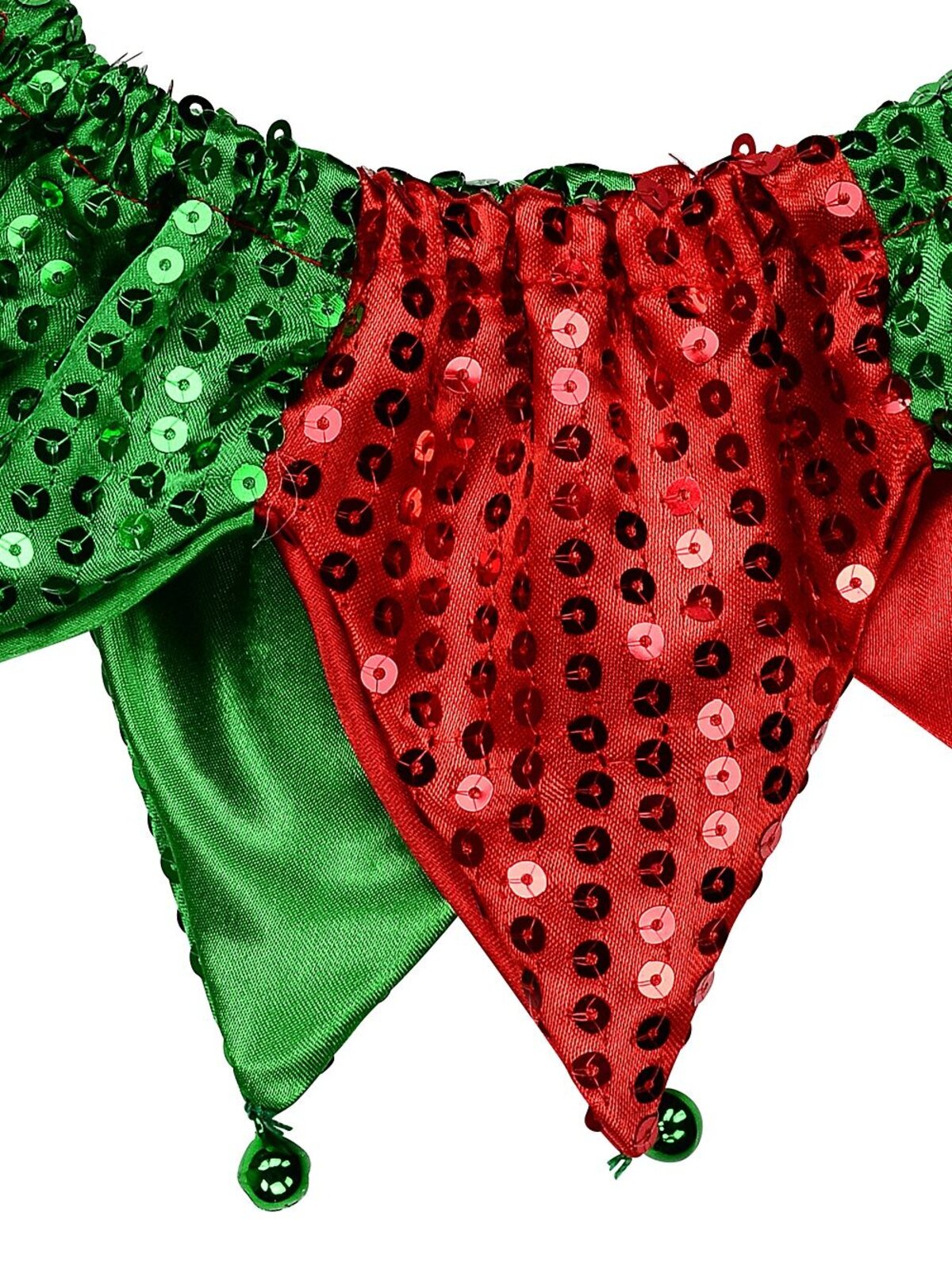 Red & Green Dog Jester Collar With Sequins & Bells | Small To Medium — image 2