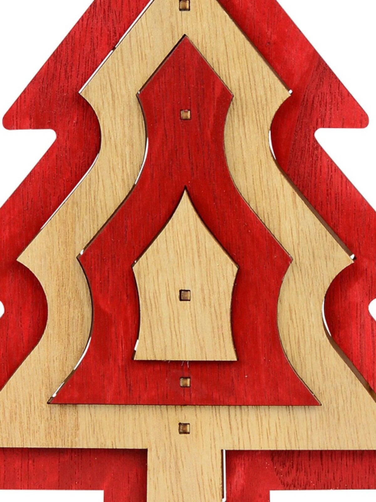 Red & Natural Wooden Christmas Tree Ornament - 21cm — image 3