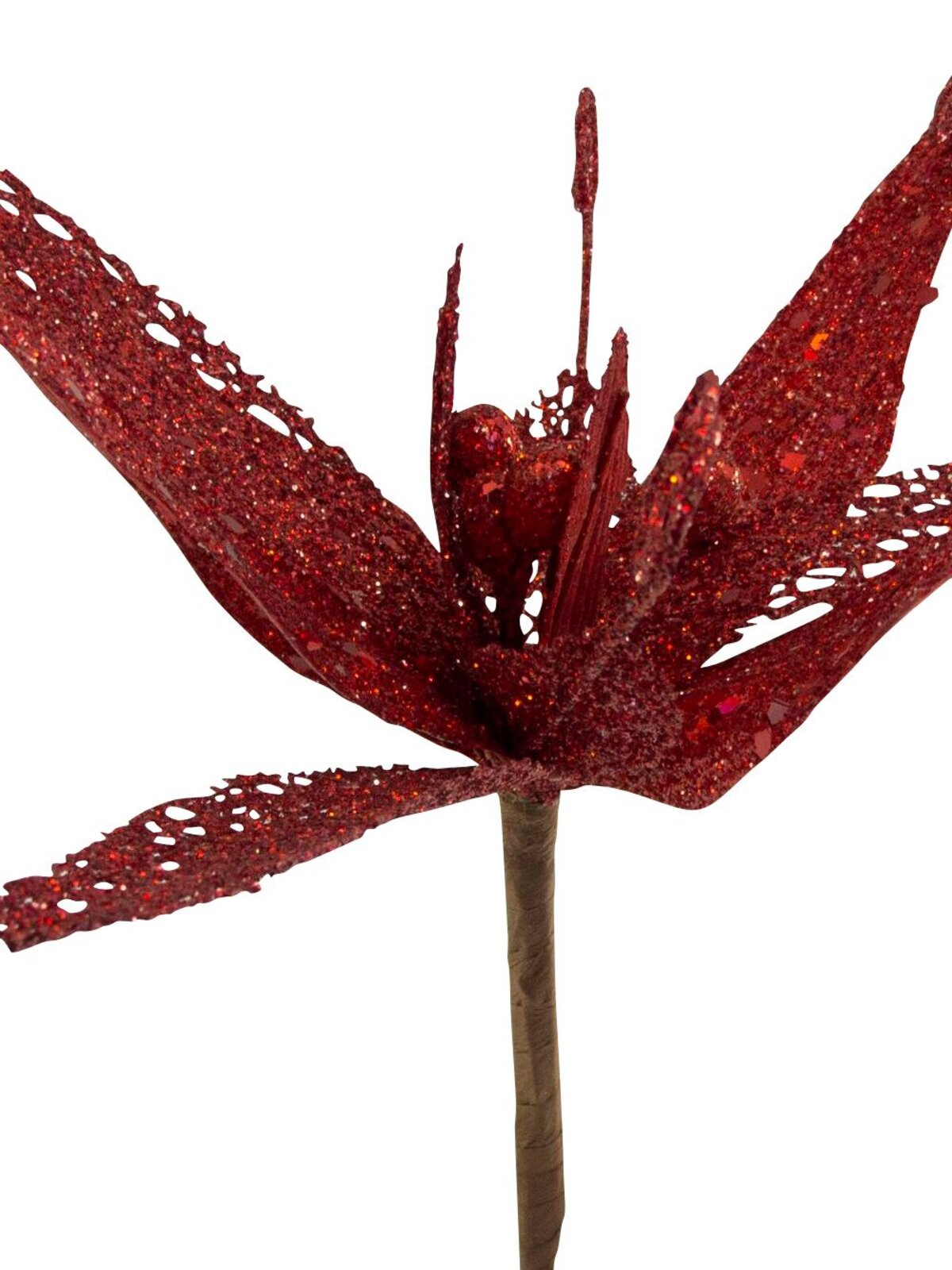 Red Sequin & Filigree Flower Decorative Pick - 27cm — image 3