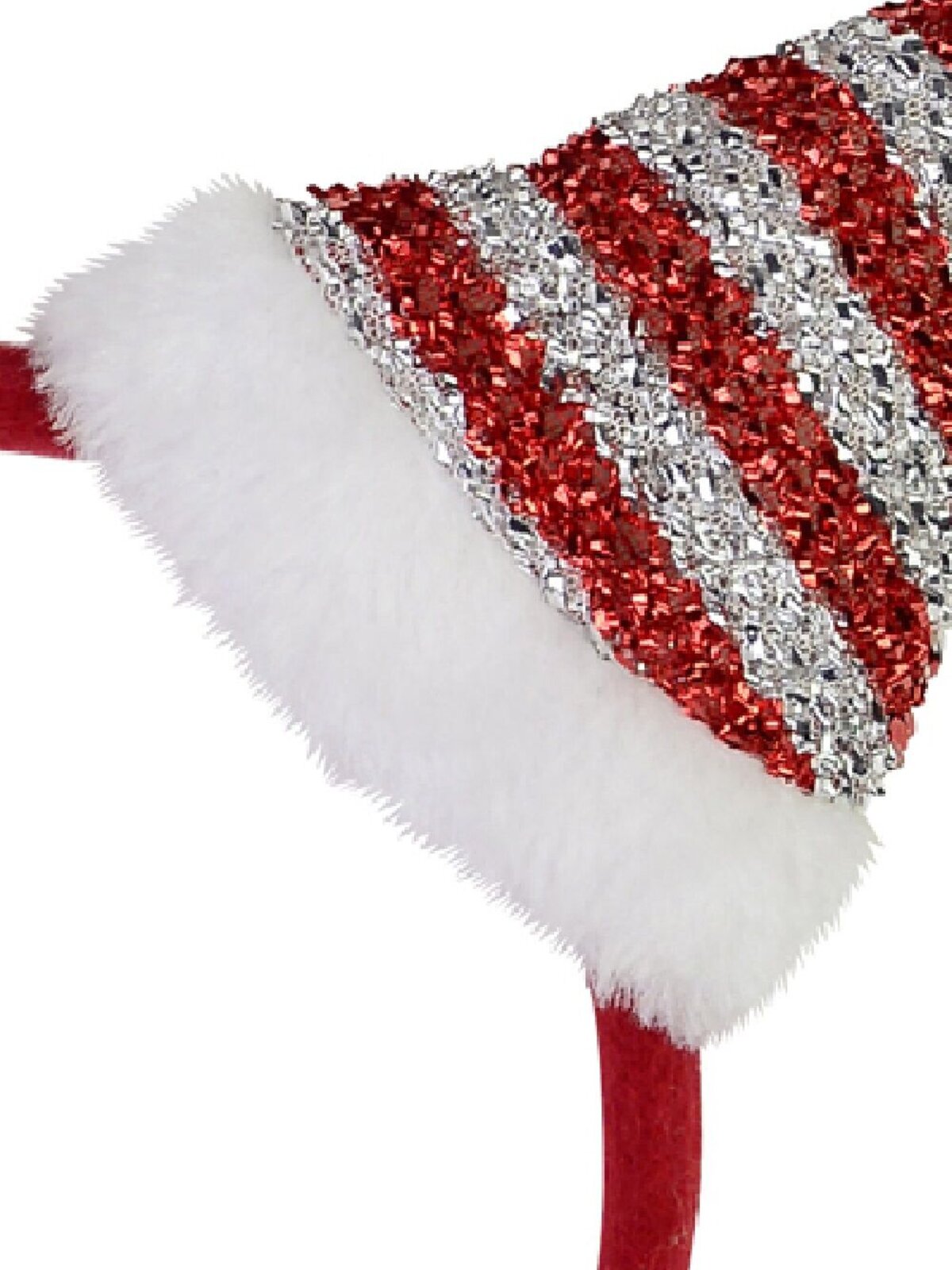 Red & Silver Striped Santa Hat Christmas Headband | One Size Fits Most