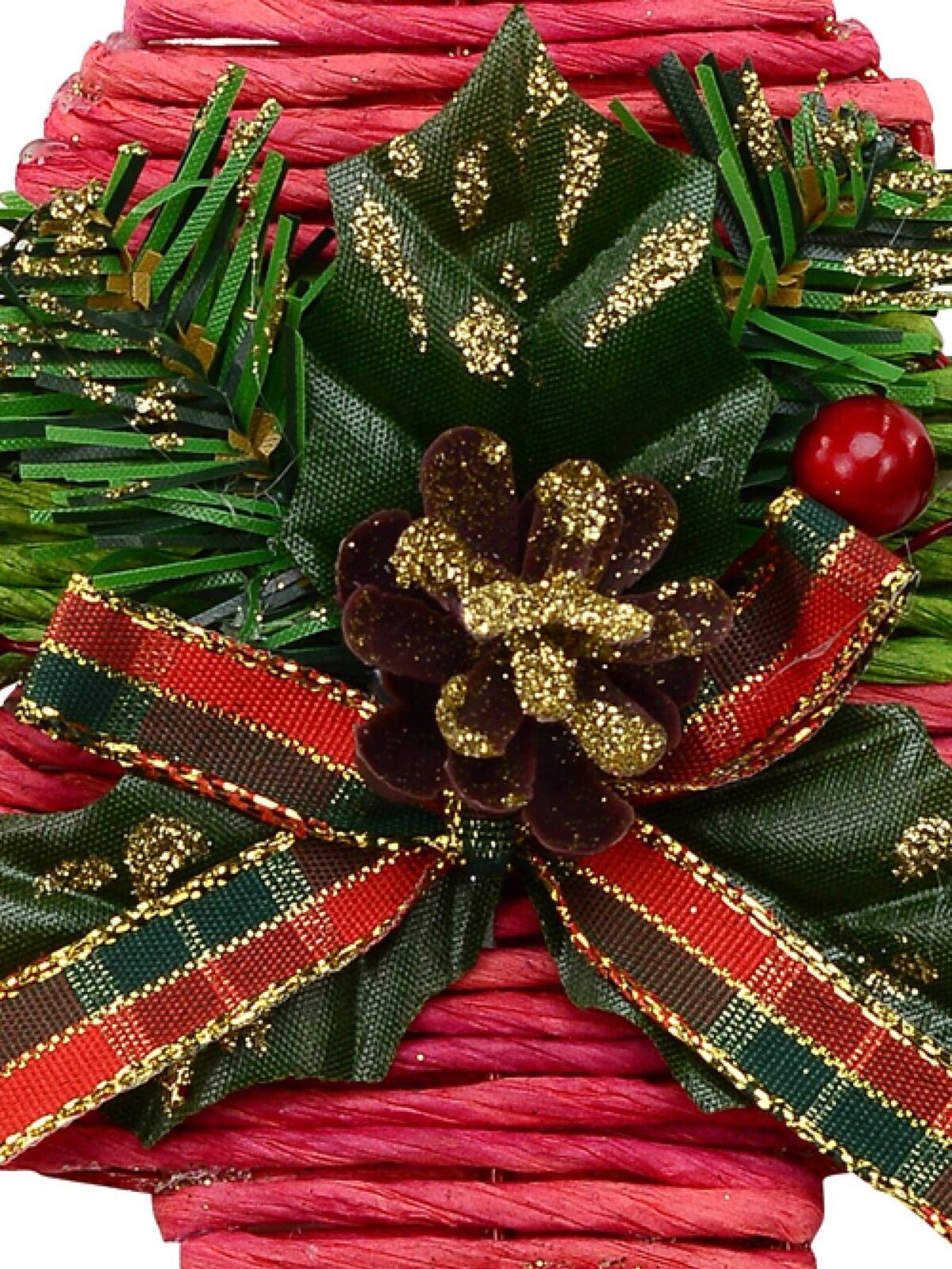 Red Twine With Green Foliage Christmas Tree Hanging Decoration - 13cm — image 2