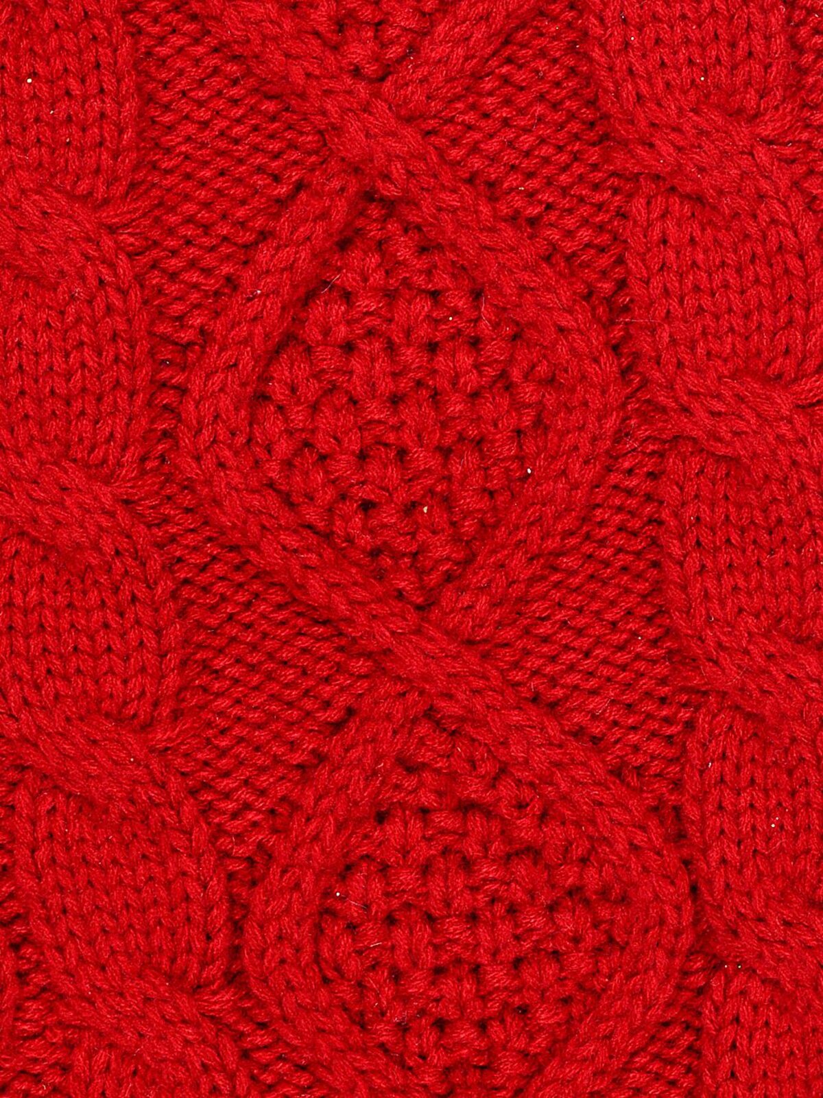 Red Twisted & Trellis Cable Knit Look Christmas Stocking With Faux Fur | 48cm — image 6
