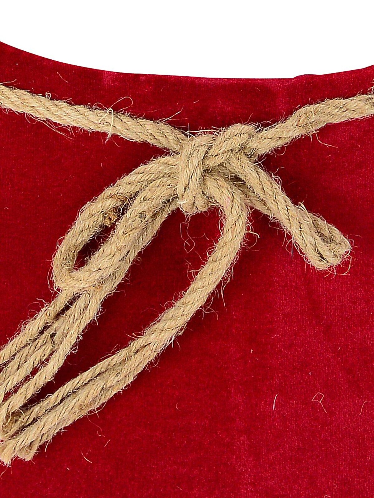 Red Velvet Christmas Tree Collar With Rope Bow Decoration - 58cm — image 2