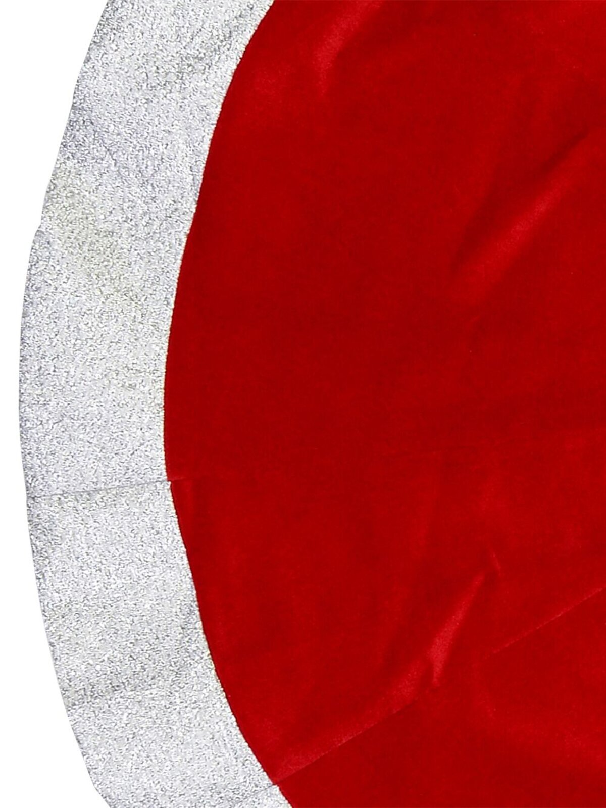 Red Velvet Tree Skirt with Metallic White / Silver Border - 1.2m