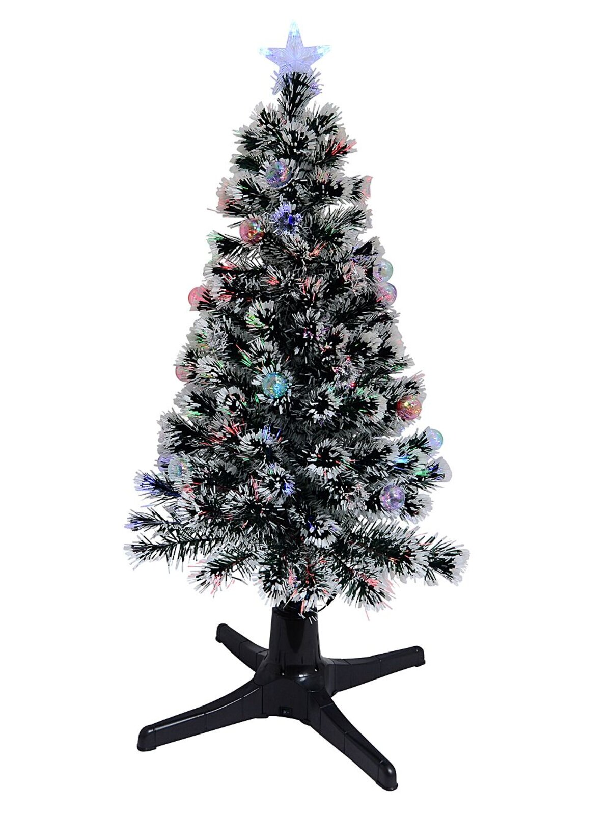 Rotating Fibre Optic Christmas Tree With Baubles, Stars & 230 White Tips - 1.8m — image 3