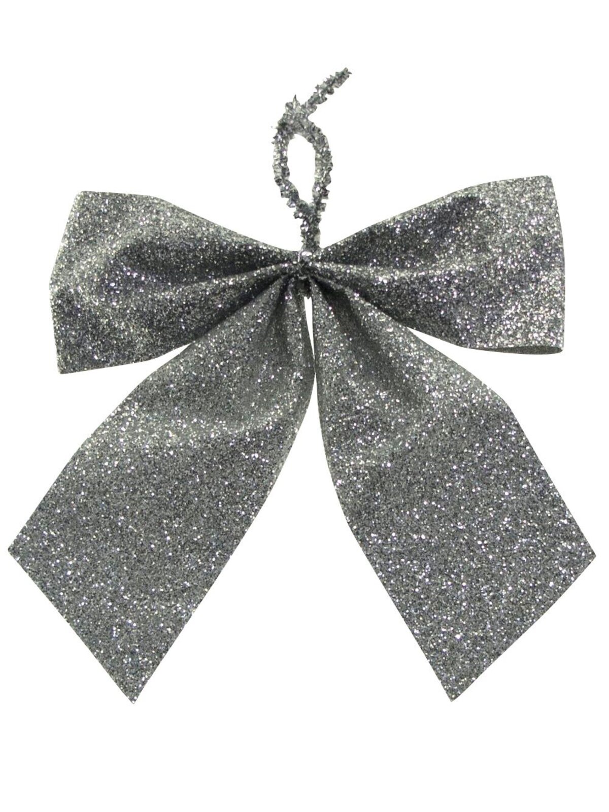 Silver Glitter Christmas Tree Bows - 6 x 80mm — image 2