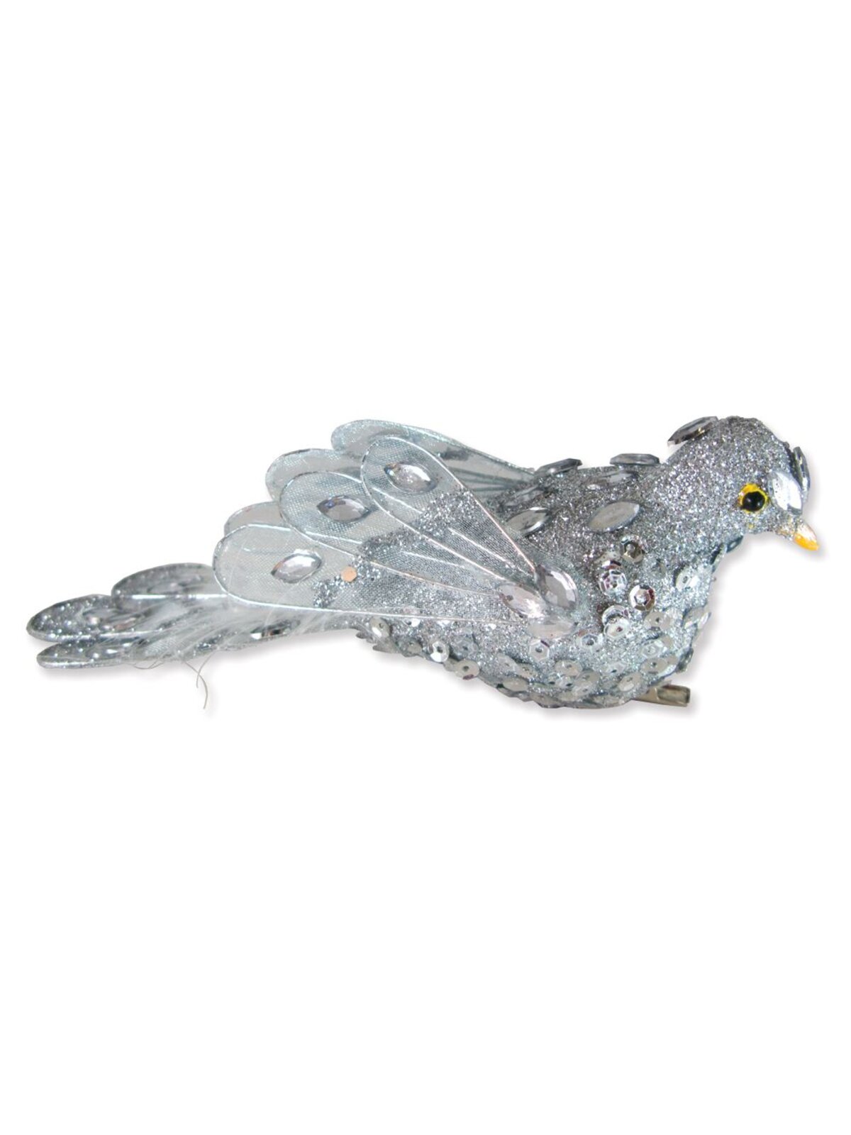 Silver Sequin Glitter Birds - 2 x 14cm