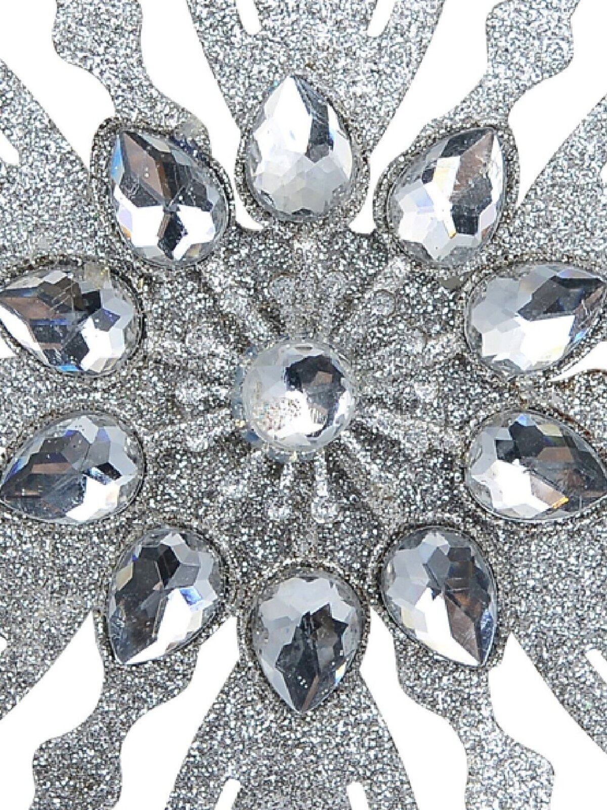 Silver Snowflake With Acrylic Jewels Christmas Tree Hanging Decoration - 13cm — image 3