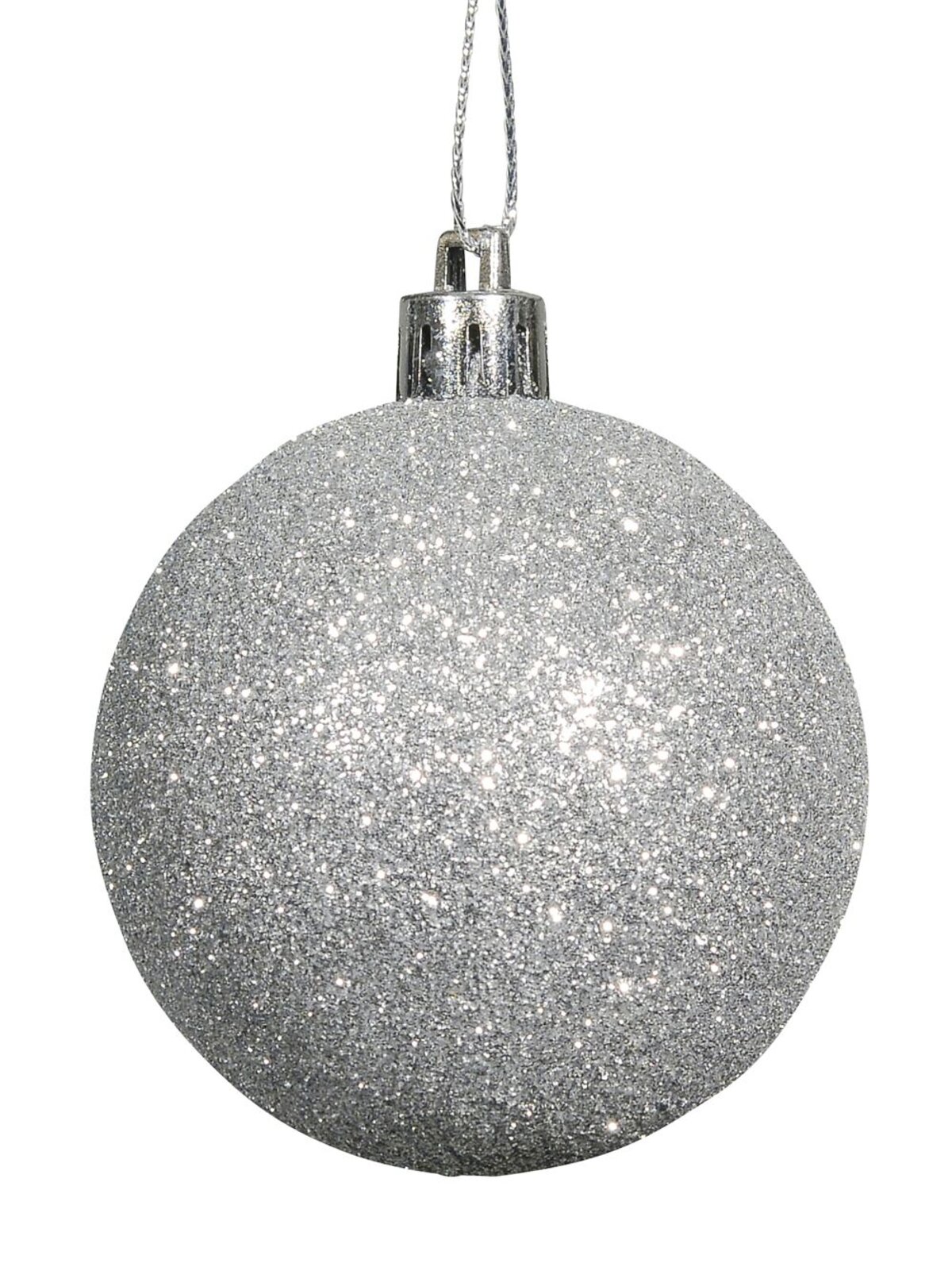 Silver Swirl Pattern & Glittered Baubles - 9 x 60mm
