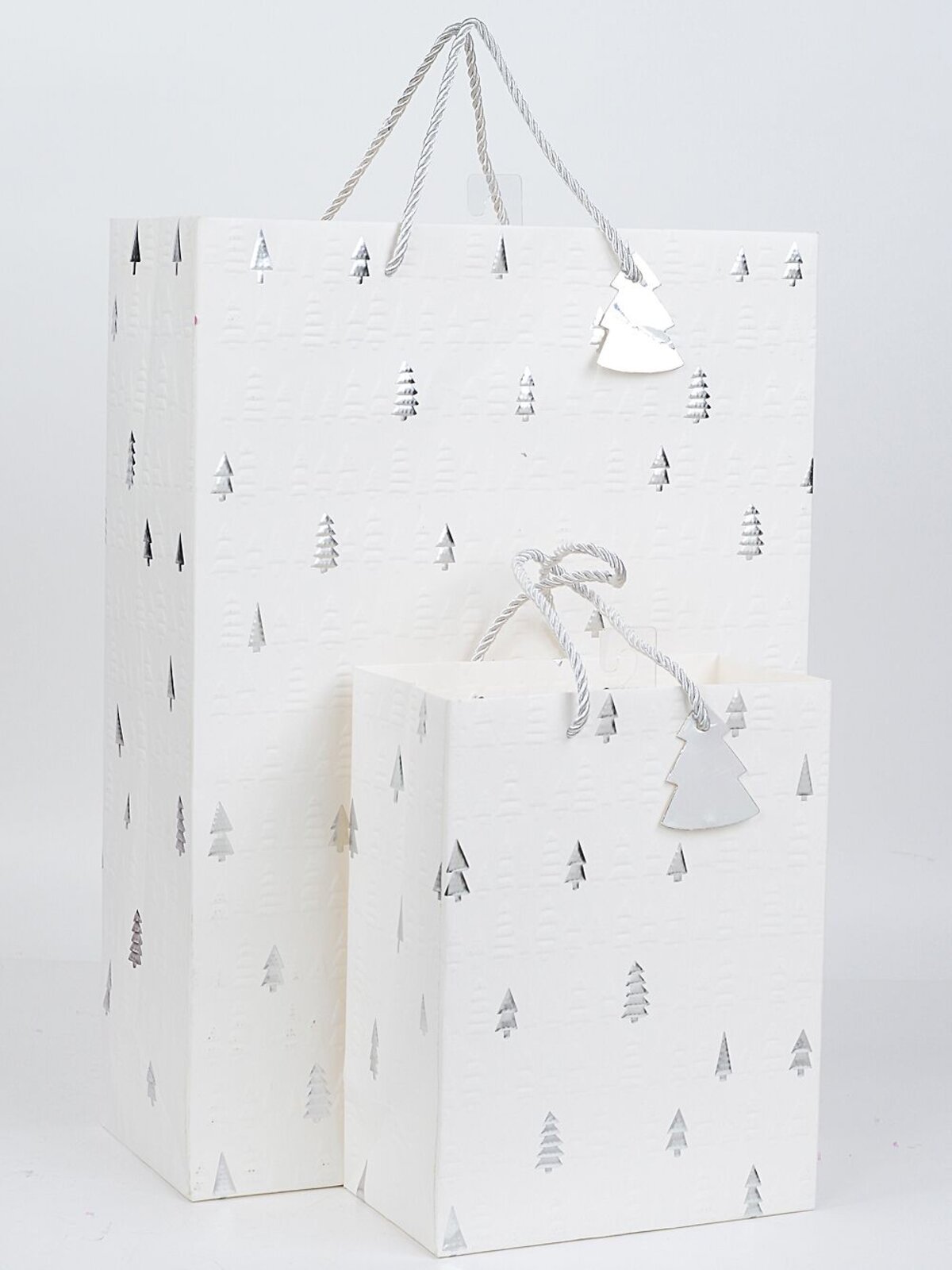 Small White Christmas Trees Gift Bag With Silver Foil | 23cm — image 3