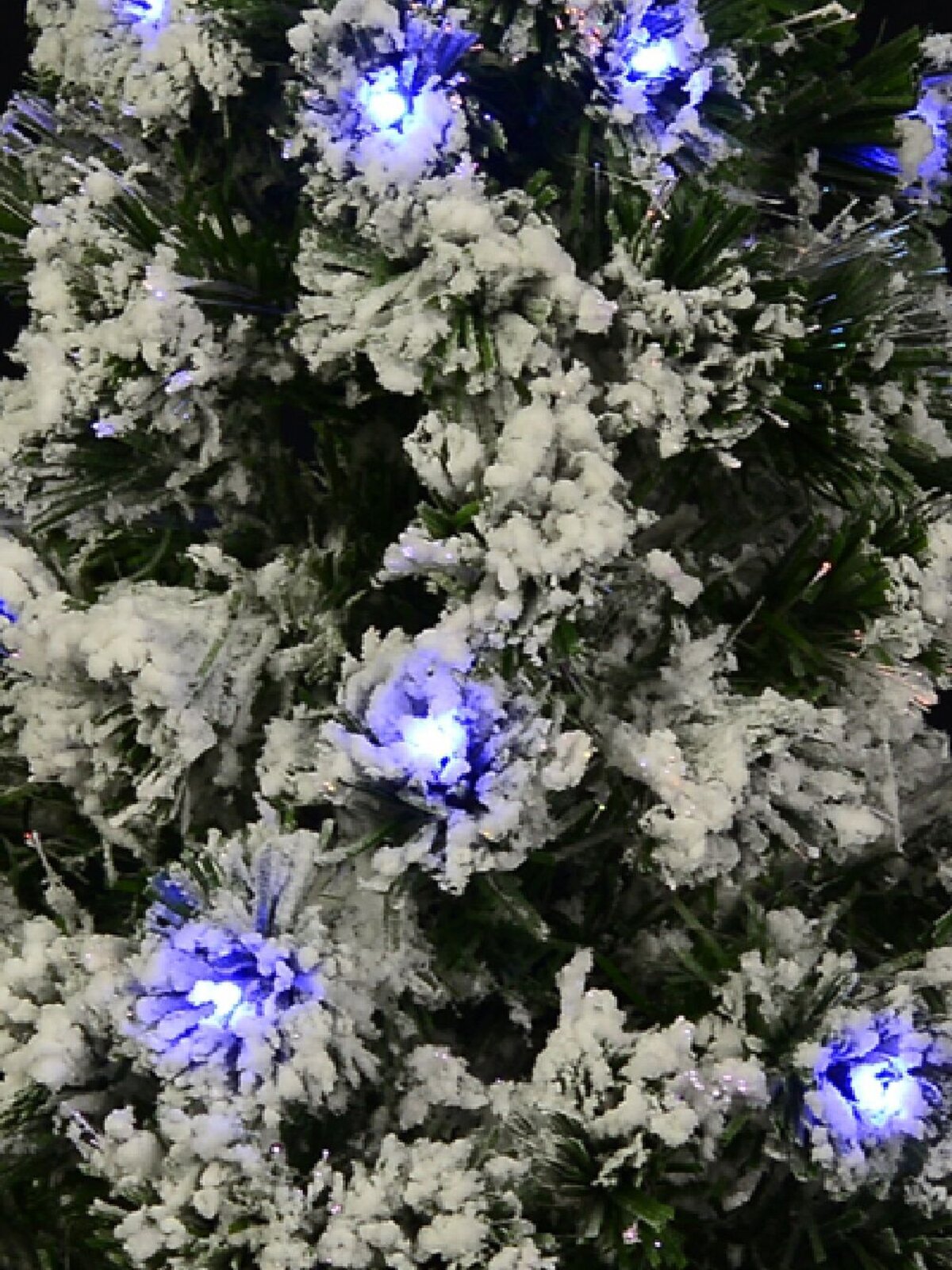 Snow Flocked Blue LED & Multi Colour Fibre Optic Christmas Tree - 90cm — image 2